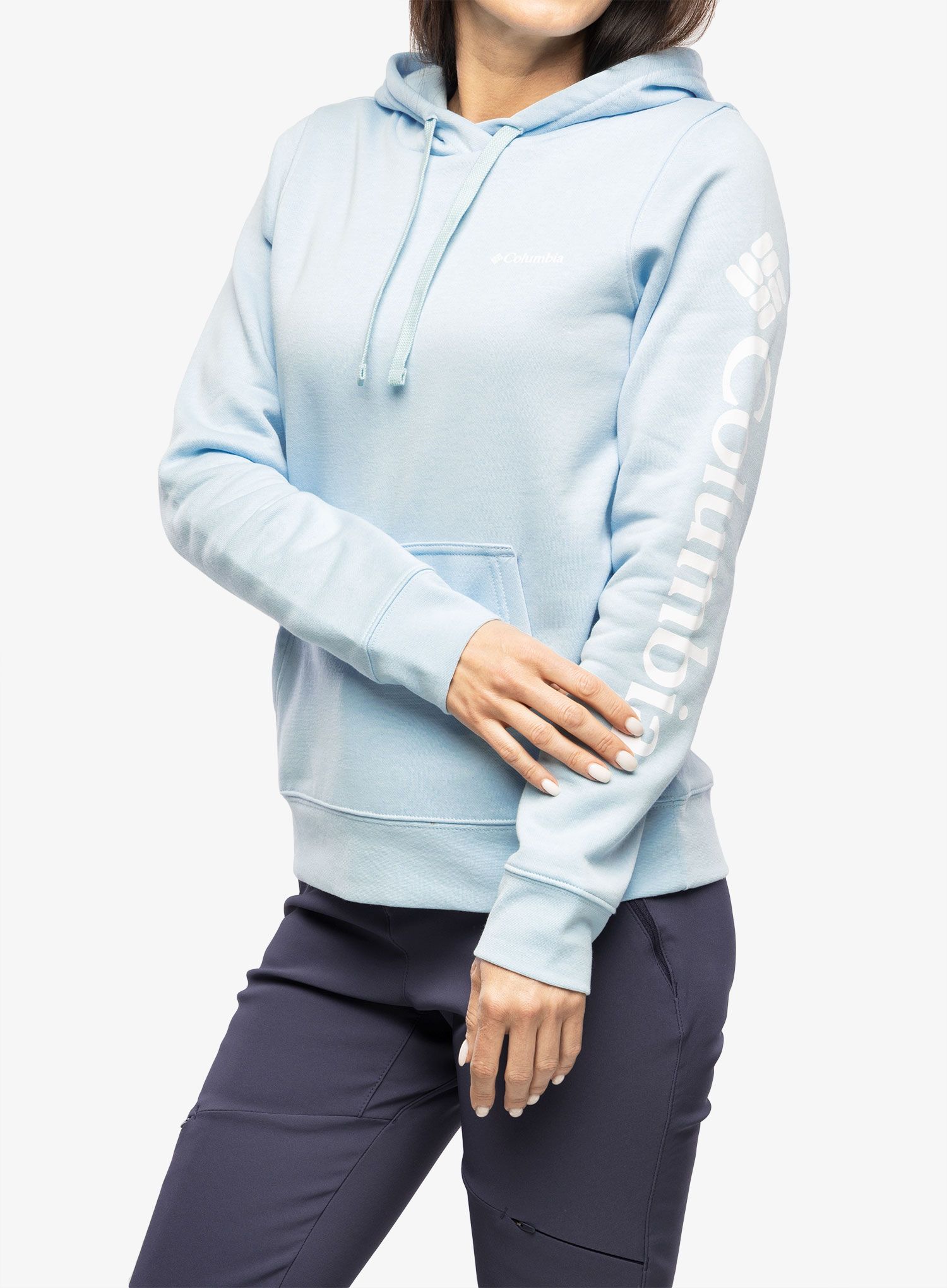 Dukserica s kapuljačom ženska Columbia Trek Graphic Hoodie - spring blue/white logo