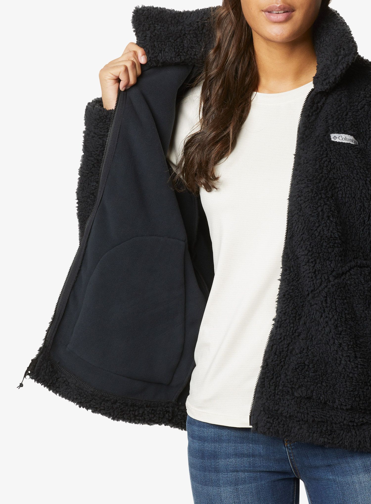 Ženska jakna od flisa Columbia Winter Pass Sherpa FZ - black