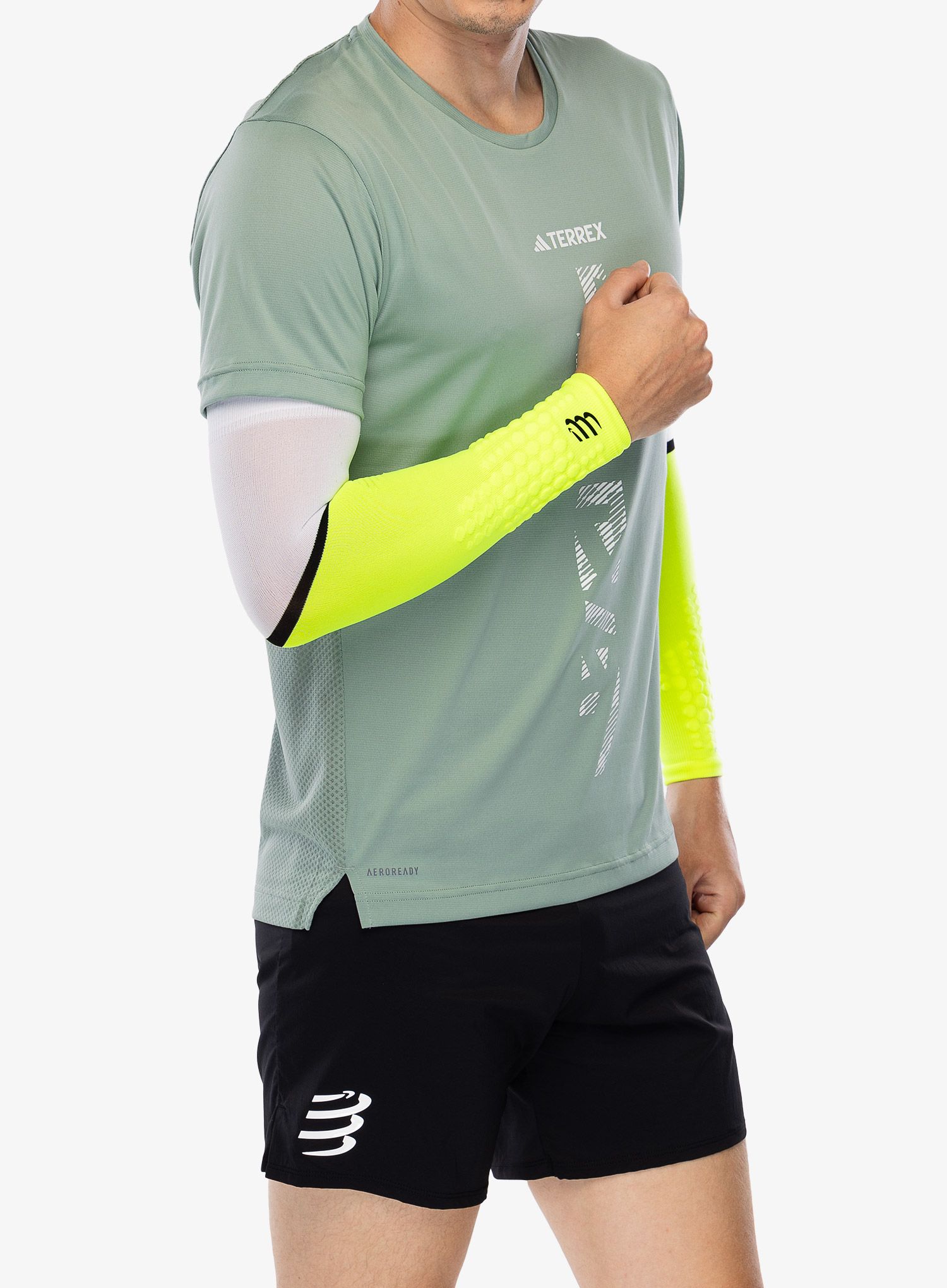Kompresijske rukavi Compressport ArmForce Ultralight - white/safe yellow