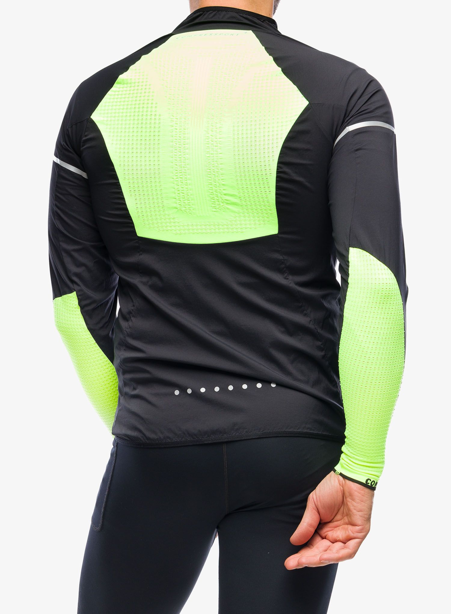 Vjetrovka Compressport Hurricane Windproof Jacket Flash - black/fluo yellow