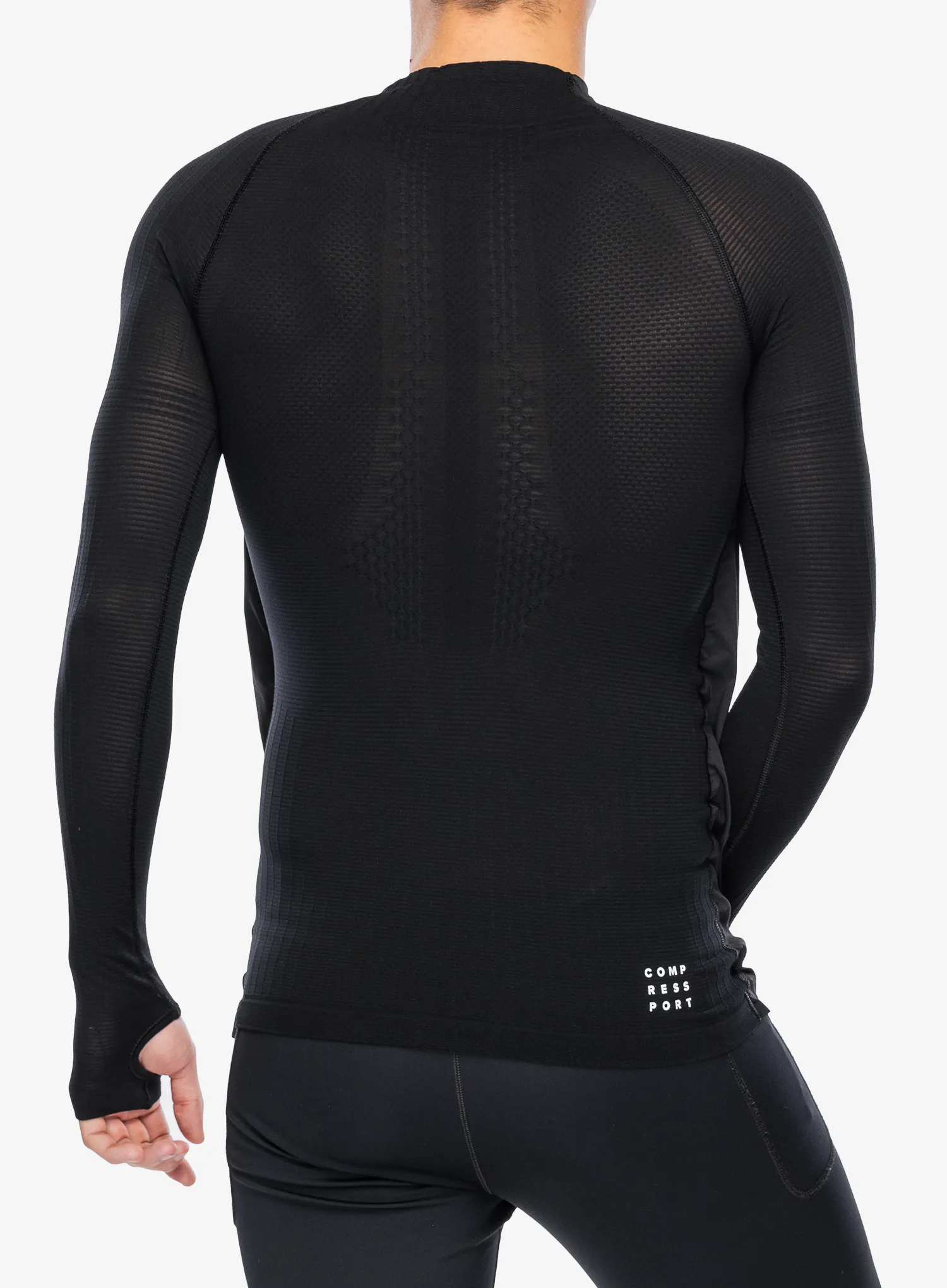 Dukserica s patentnim zatvaračem Compressport Hurricane Windproof Seamless HZ Top - black