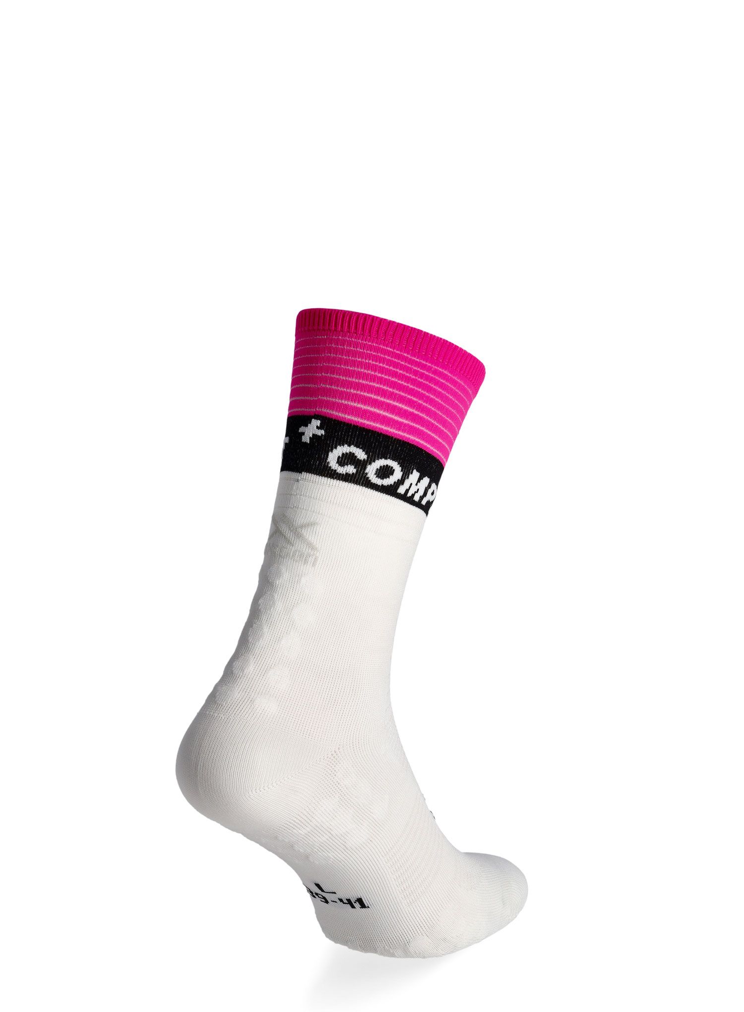 Čarape za trčanje Compressport Mid Compression Socks V2.0 - white/yellow/neo pink