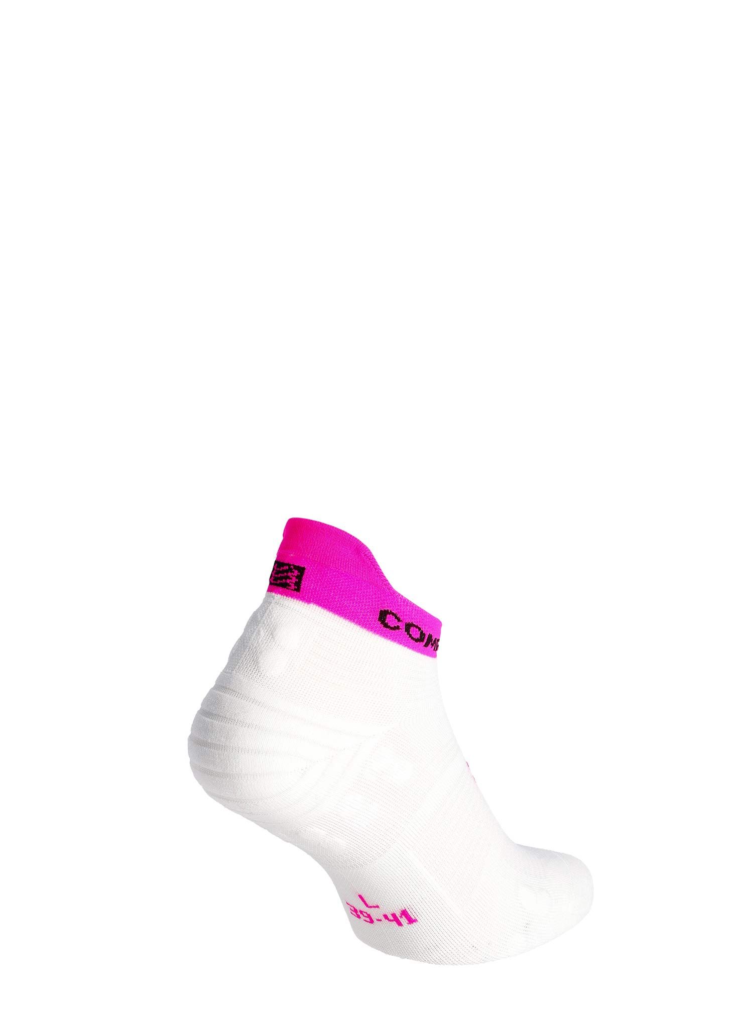 Čarape za trčanje Compressport Pro Racing Socks v4.0 Run Low - white/safe yellow/neo pink