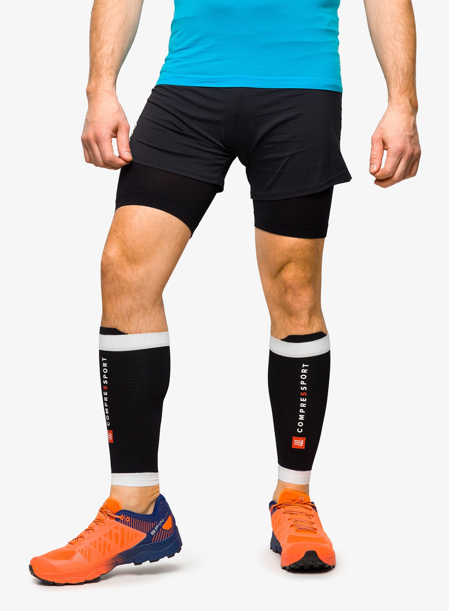 Kompresijske nogavice Compressport R2 3.0 - black/white