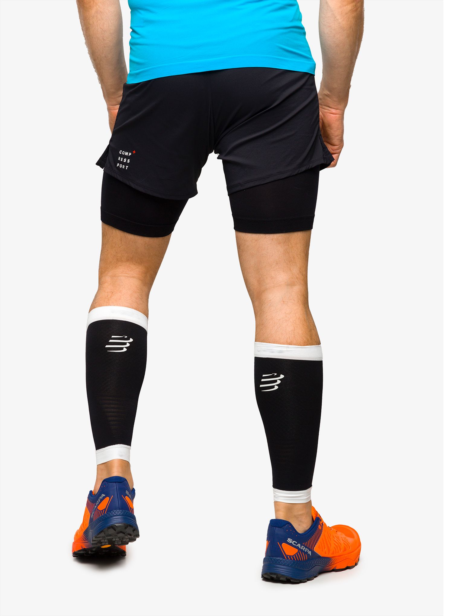 Kompresijske nogavice Compressport R2 3.0 - black/white