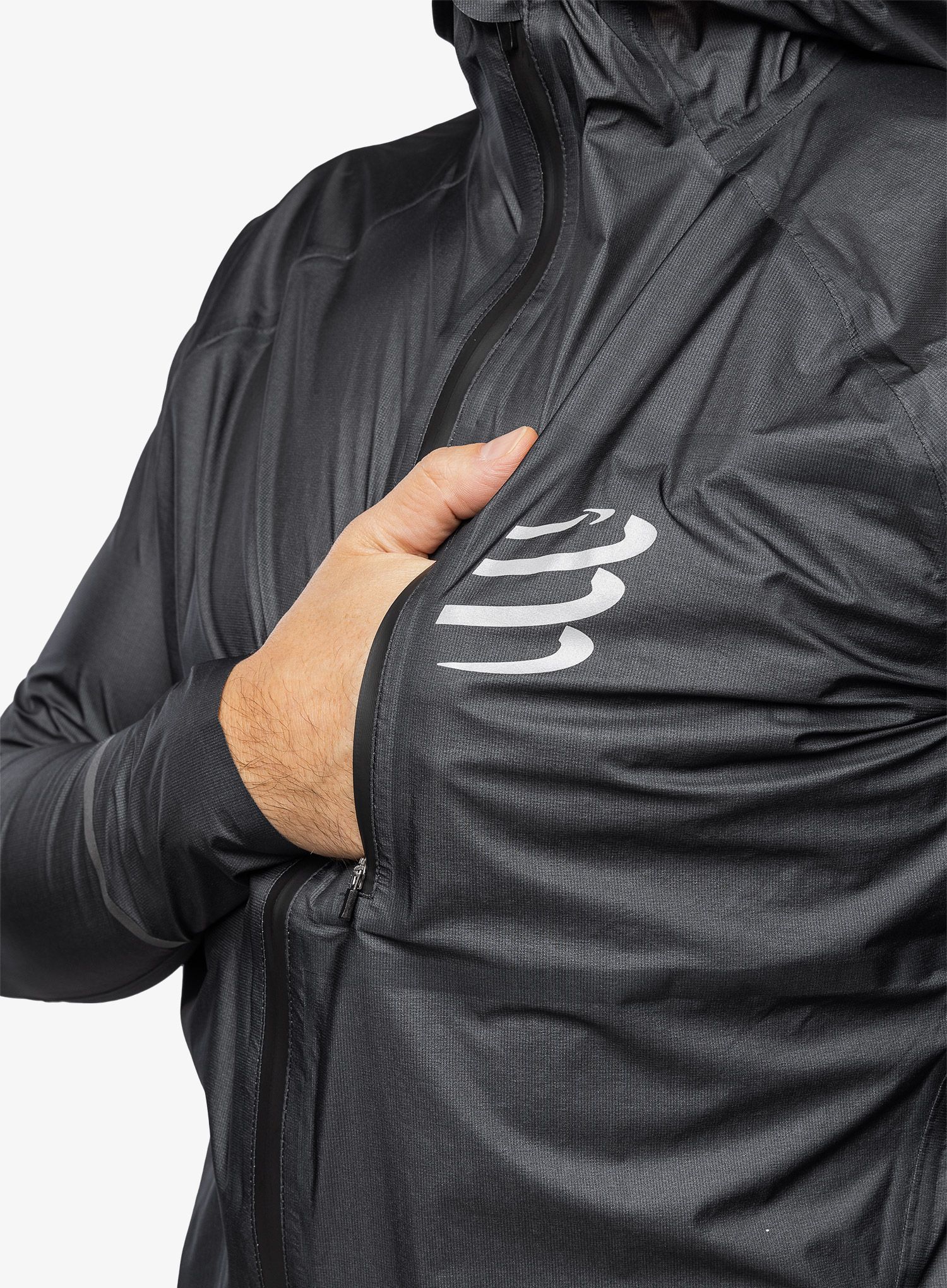 Jakna za trčanje Compressport Thunderstorm Waterproof 25/75 Jacket - black