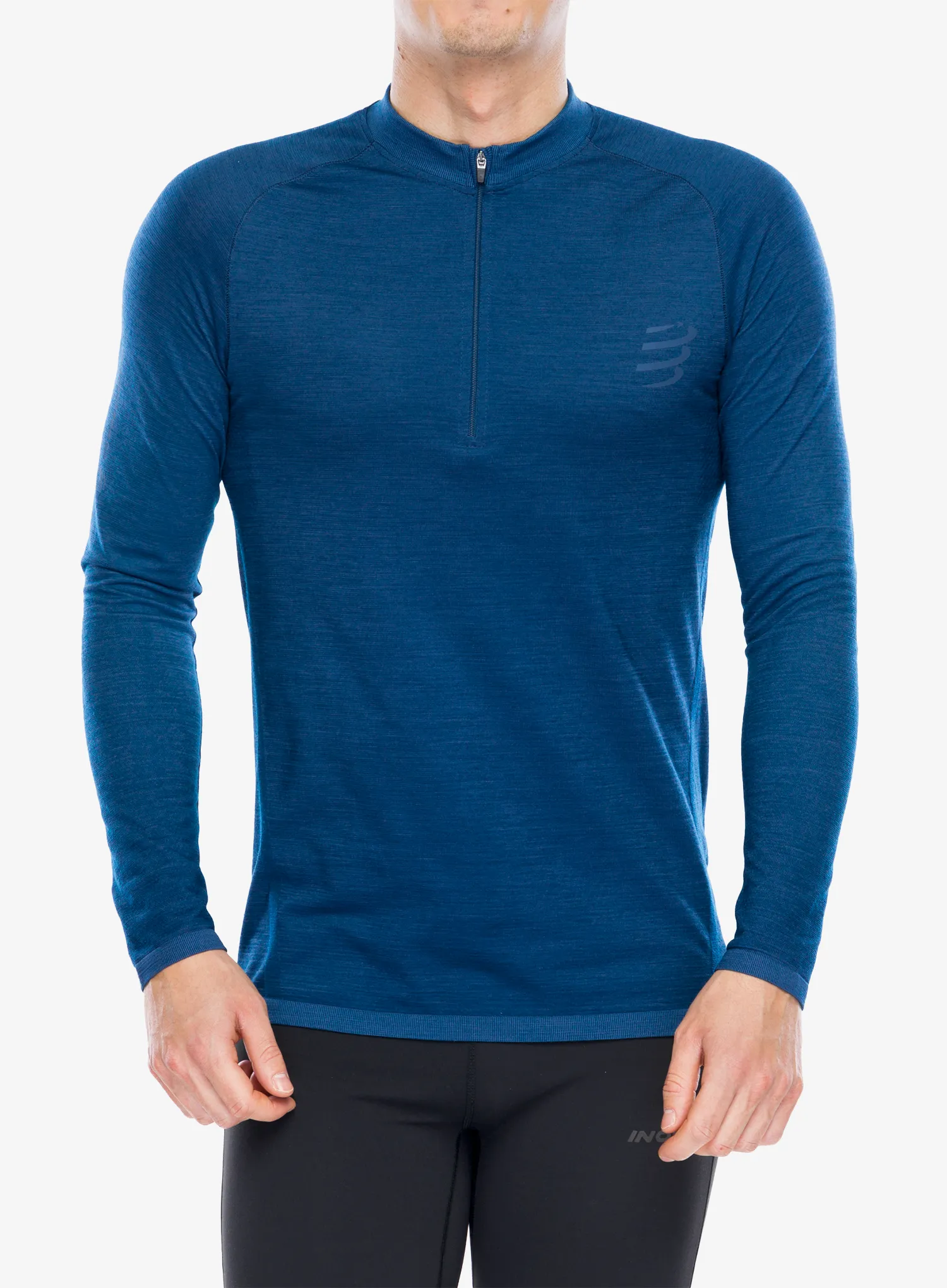 Dukserica za trčanje Compressport Trail HZ LS Tshirt M - poseidon