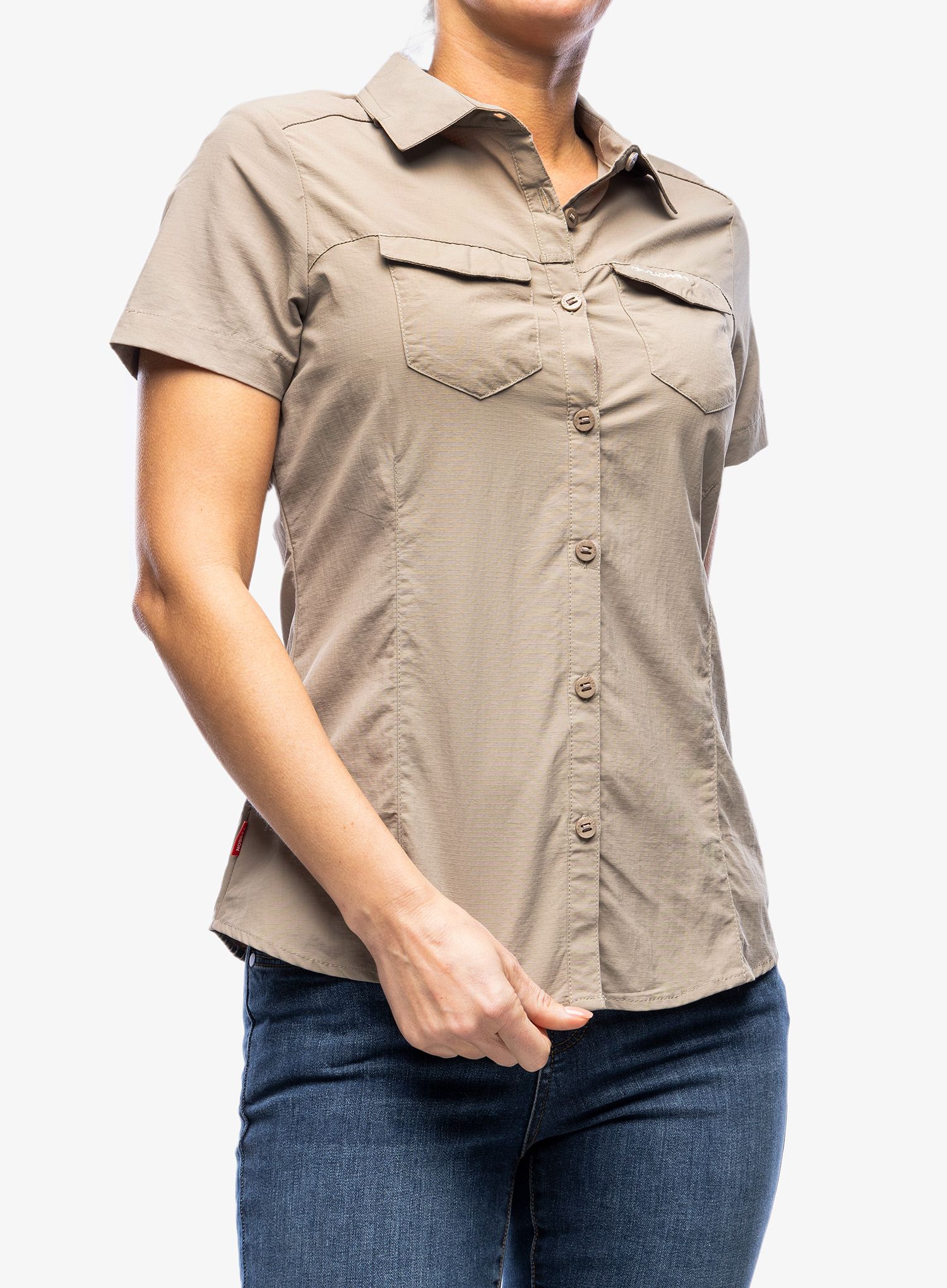 Ženska putna košulja Craghoppers NosiLife Adventure II S/S Shirt - mushroom