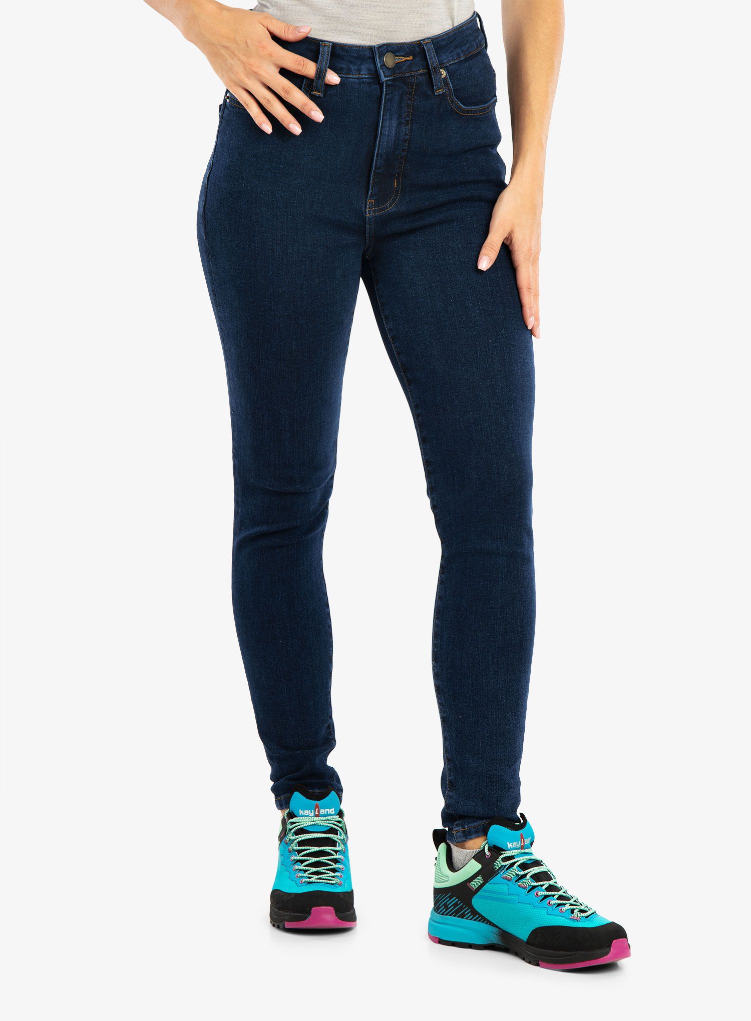 Ženske hlače DUER Four Way Flex Denim High Rise Skinny - dark stone