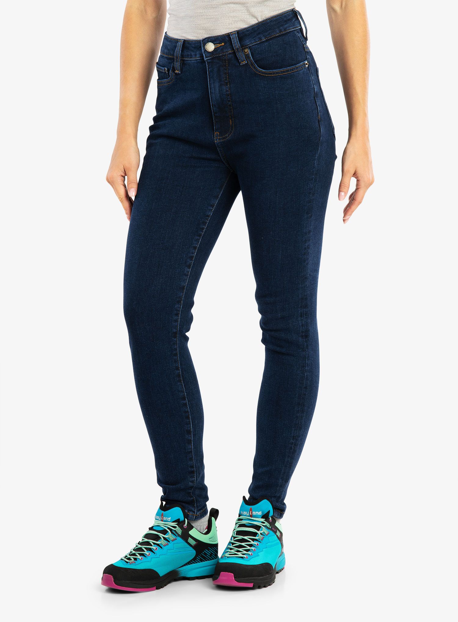 Ženske hlače DUER Four Way Flex Denim High Rise Skinny - dark stone