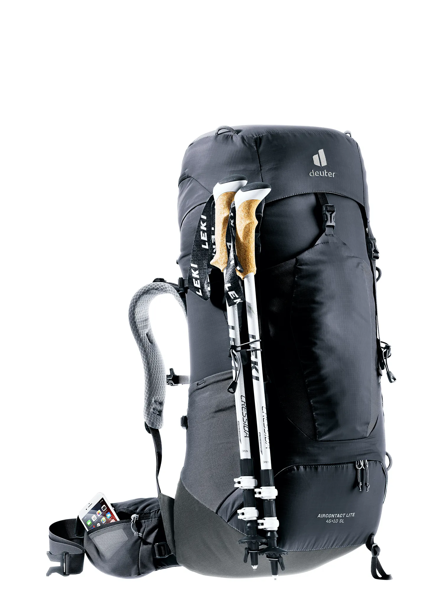 Ženski trekking ruksak Deuter Aircontact Lite 45 + 10 SL - black/graphite