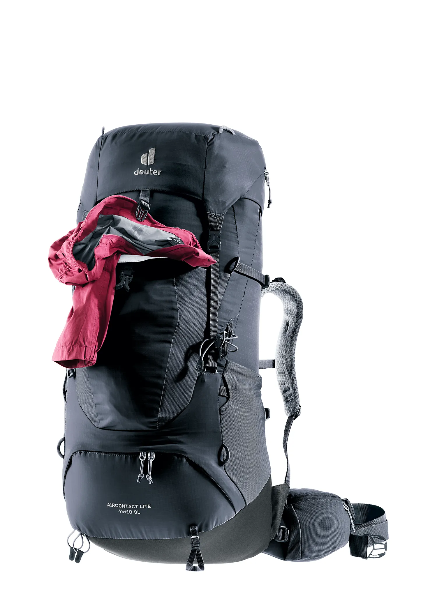 Ženski trekking ruksak Deuter Aircontact Lite 45 + 10 SL - black/graphite