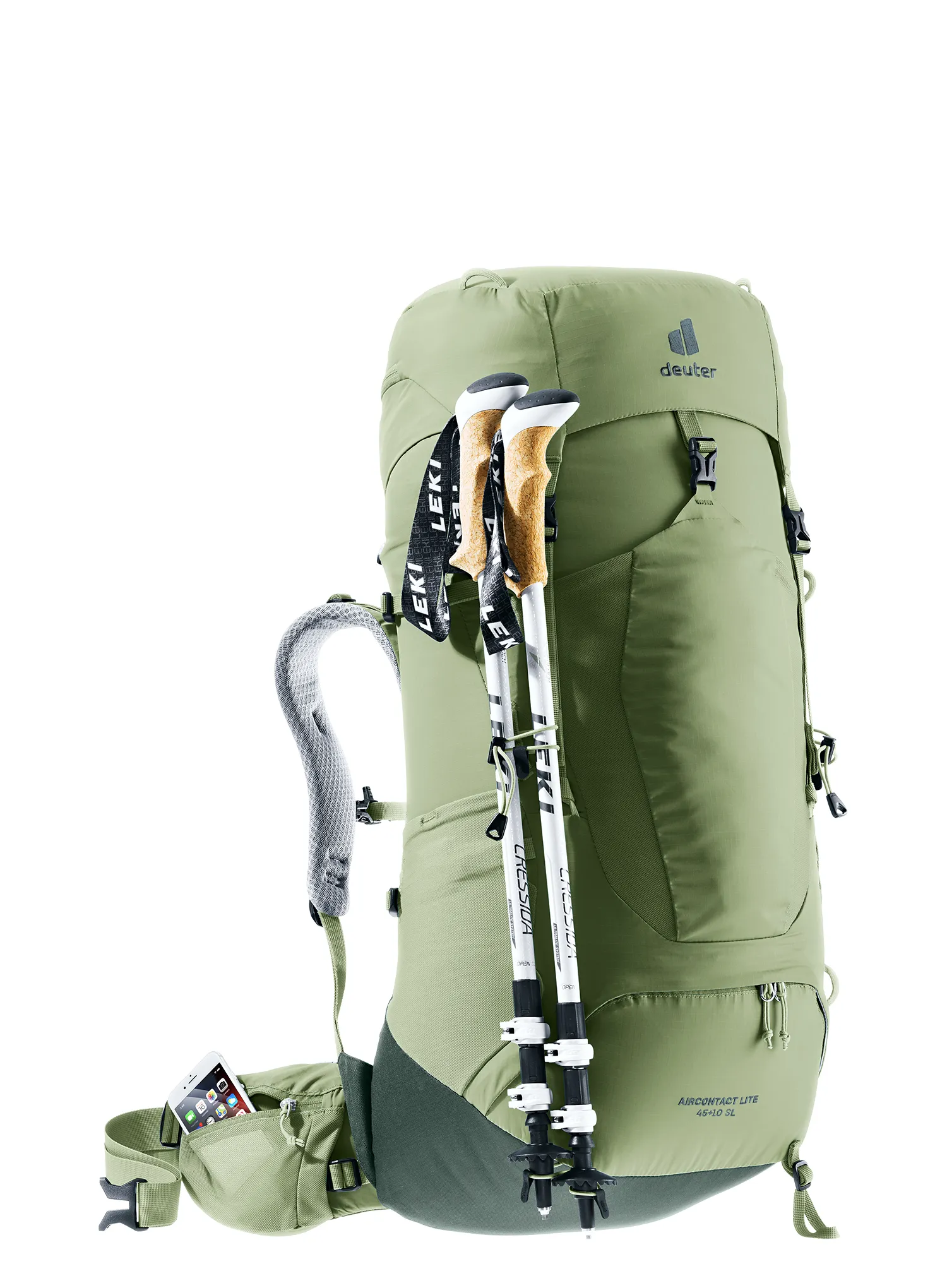 Ženski trekking ruksak Deuter Aircontact Lite 45 + 10 SL - grove/ivy