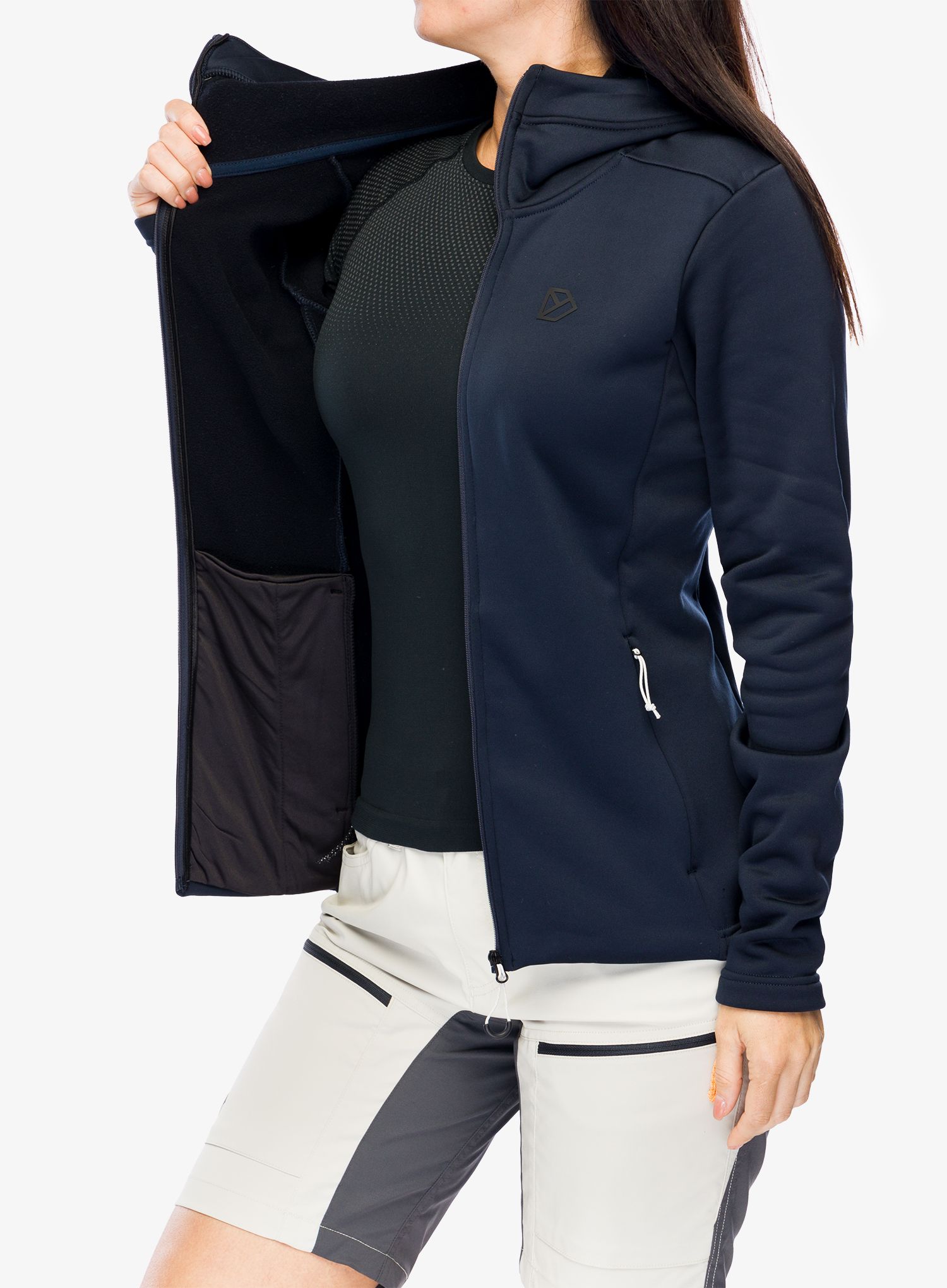 Dukserica s kapuljačom ženska Didriksons Anneli Full Zip 2 - dark night blue