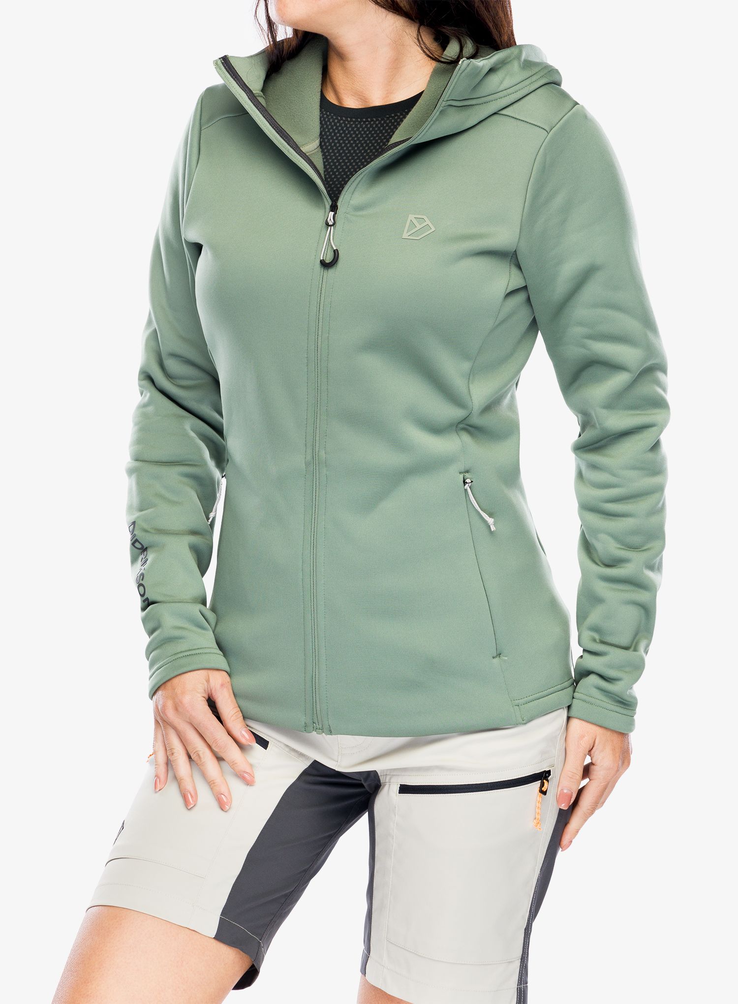 Ženska dukserica s patentnim zatvaračem Didriksons Anneli Full Zip 2 - light moss
