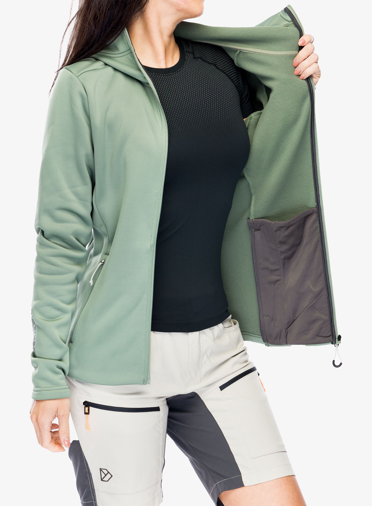 Ženska dukserica s patentnim zatvaračem Didriksons Anneli Full Zip 2 - light moss