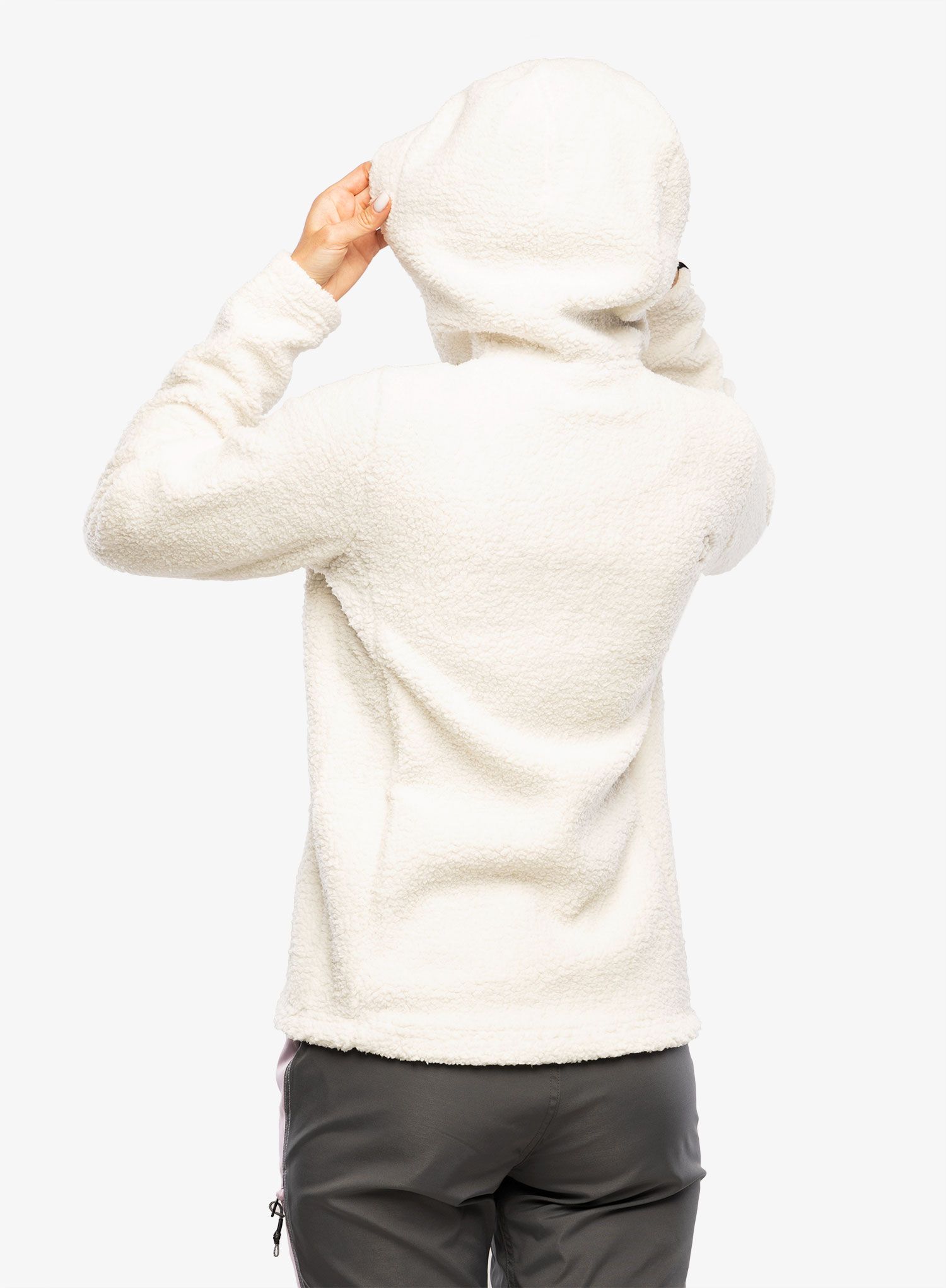 Ženska jakna od flisa s kapuljačom Didriksons Anniken Full Zip 2 - shell white