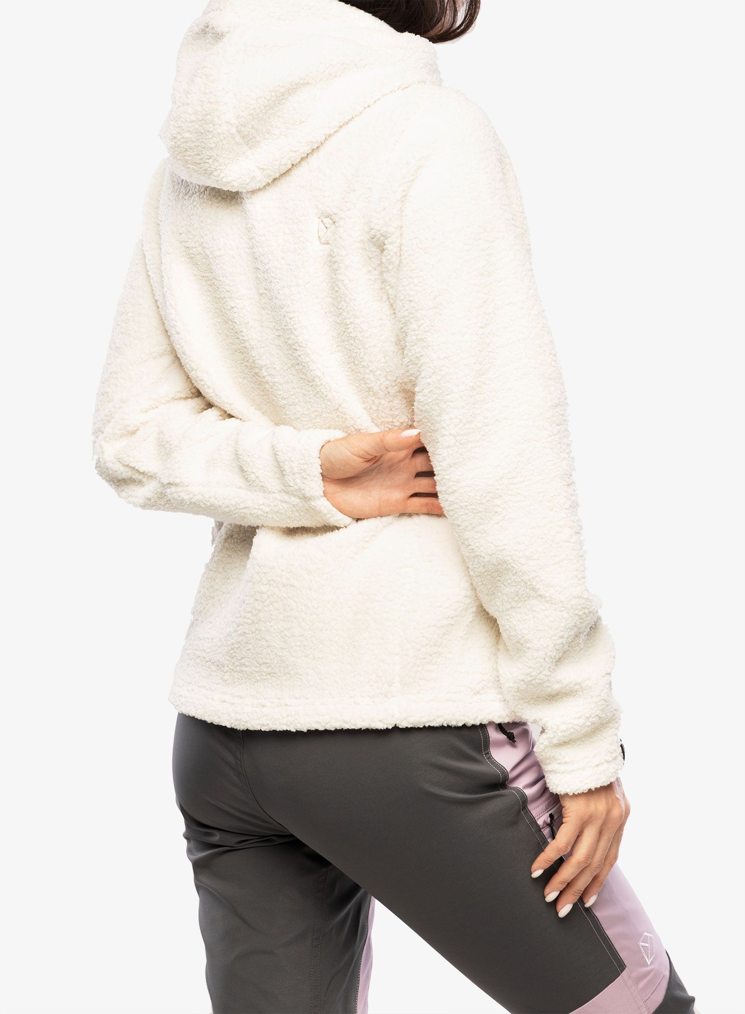 Ženska jakna od flisa s kapuljačom Didriksons Anniken Full Zip 2 - shell white