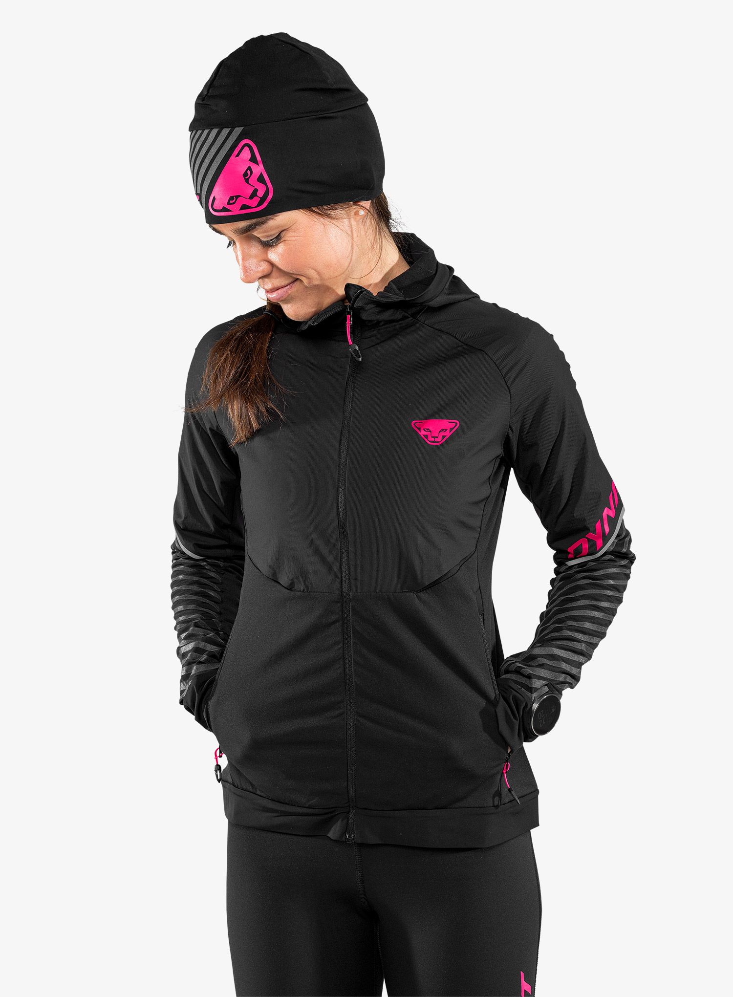 Kapa za trčanje Dynafit Alpine Reflective Beanie - black out/pink glo