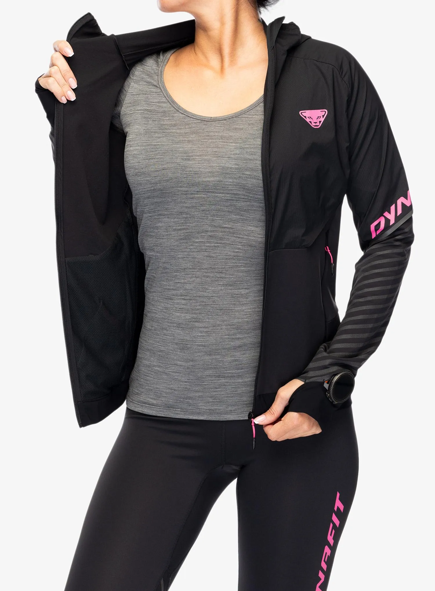 Ženska jakna za trčanje Dynafit Alpine Reflective Jacket - black out/pink glo