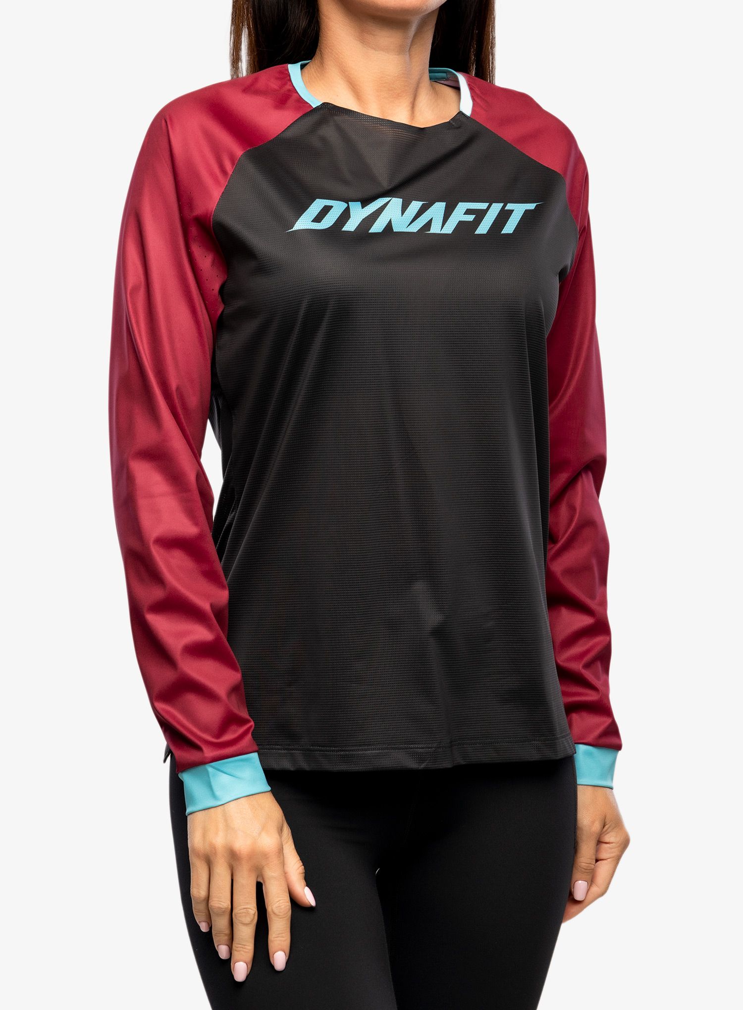 Ženska biciklistička dukserica Dynafit Ride L/S  - black out beet red