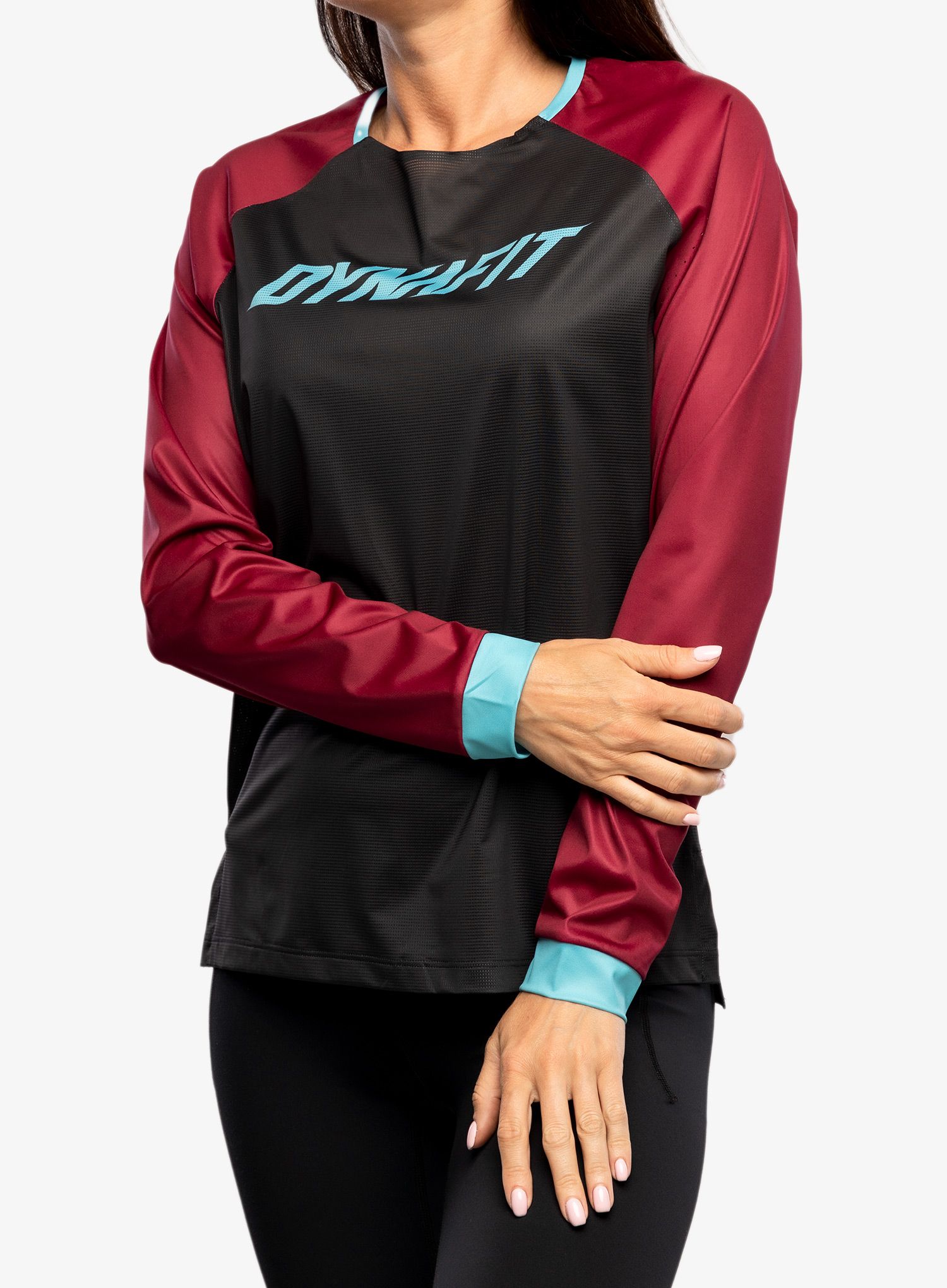 Ženska biciklistička dukserica Dynafit Ride L/S  - black out beet red