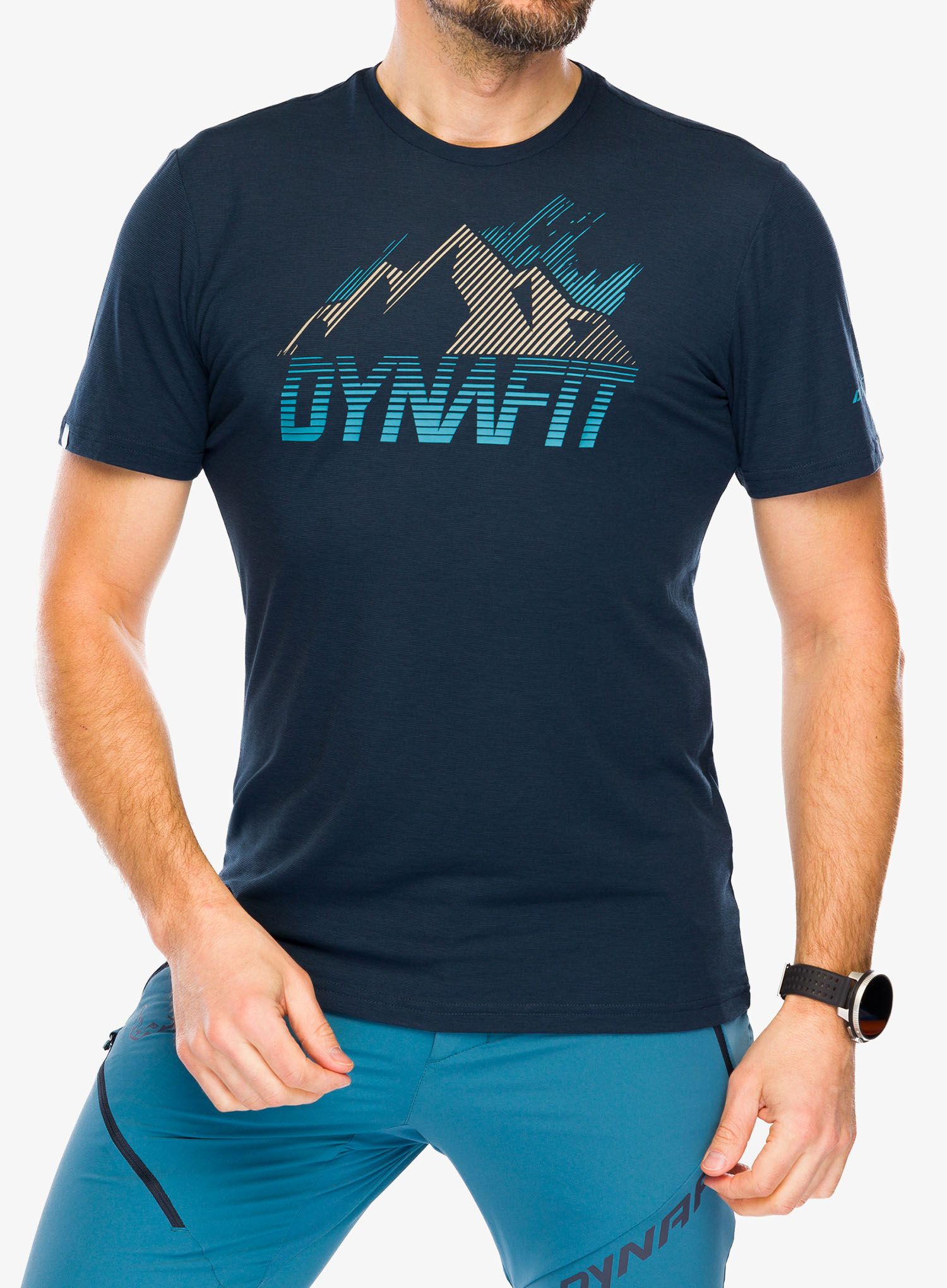 Brzosušeća majica Dynafit Transalper Graphic S/S Tee - blueberry/blueberry
