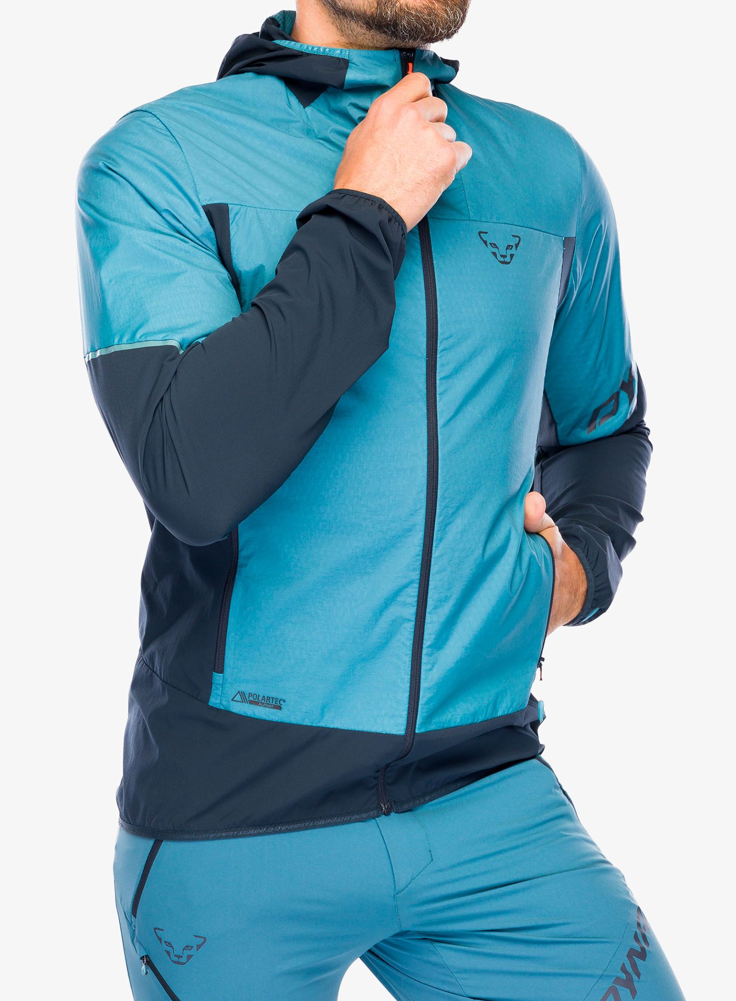 Jakna od flisa Dynafit Traverse Alpha Hooded JKT - storm blue
