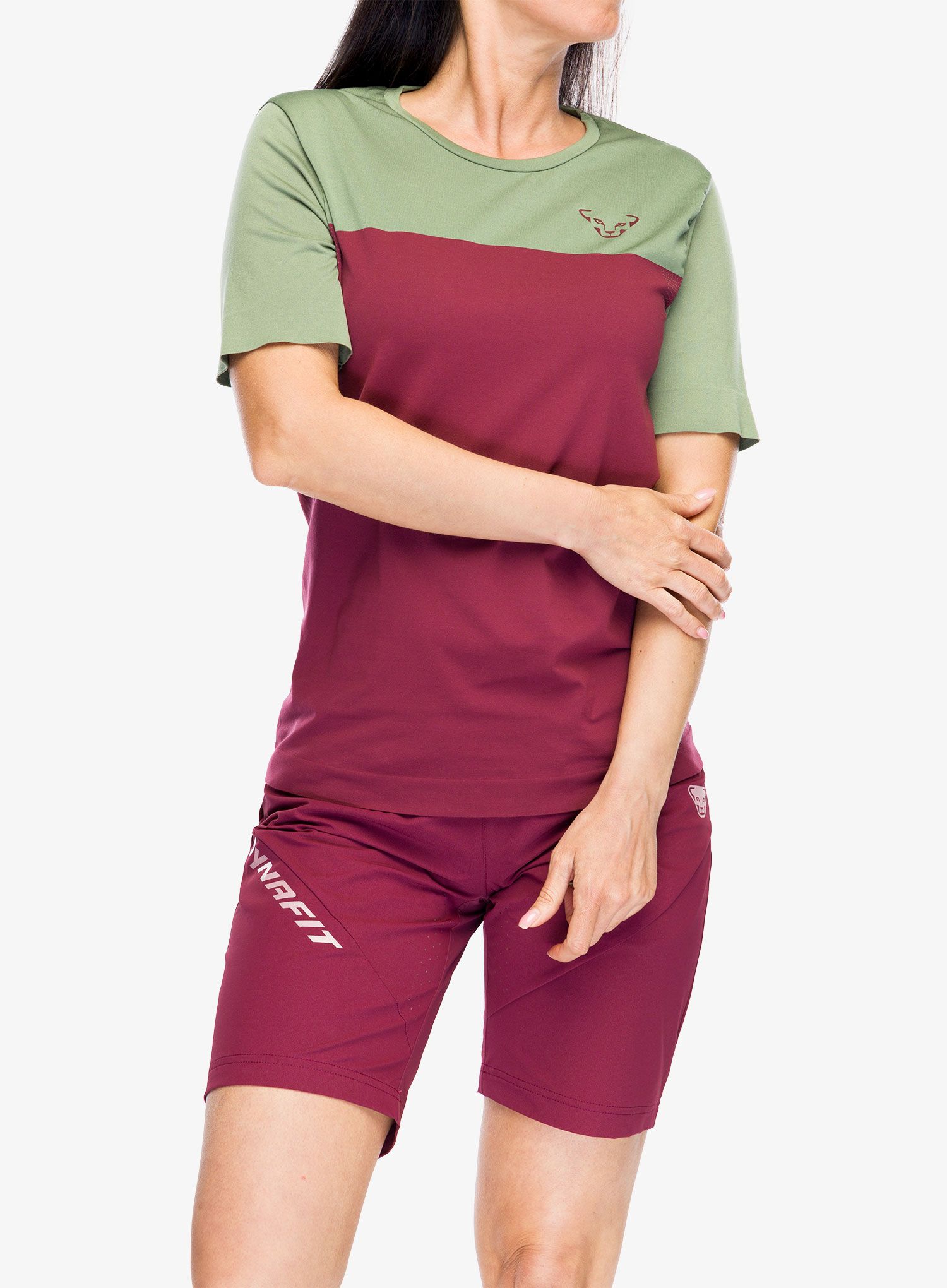 Ženska brzosušeća majica Dynafit Traverse S-Tech S/S Tee - burgundy