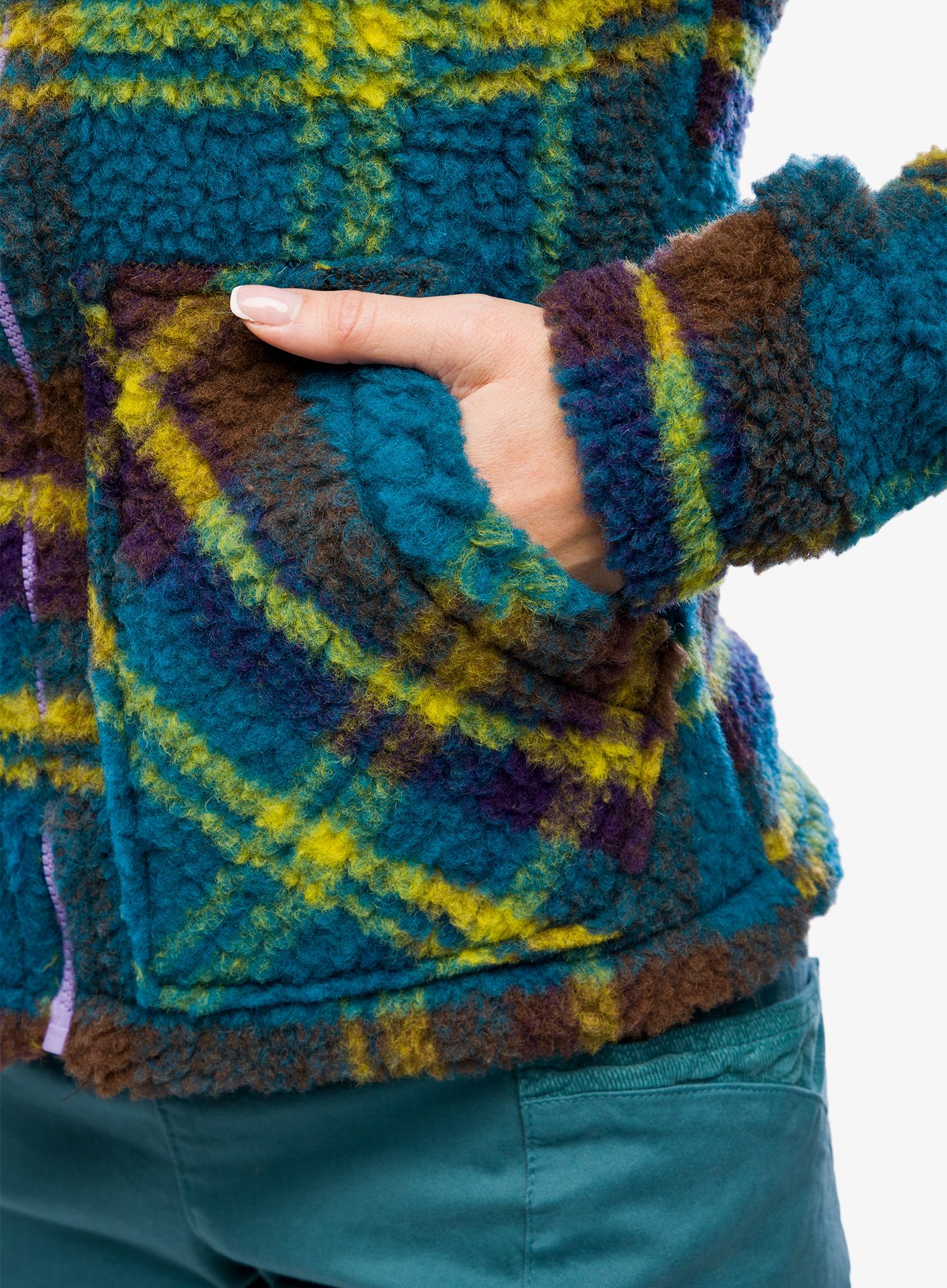 Ženska jakna od flisa E9 Anais - green tartan