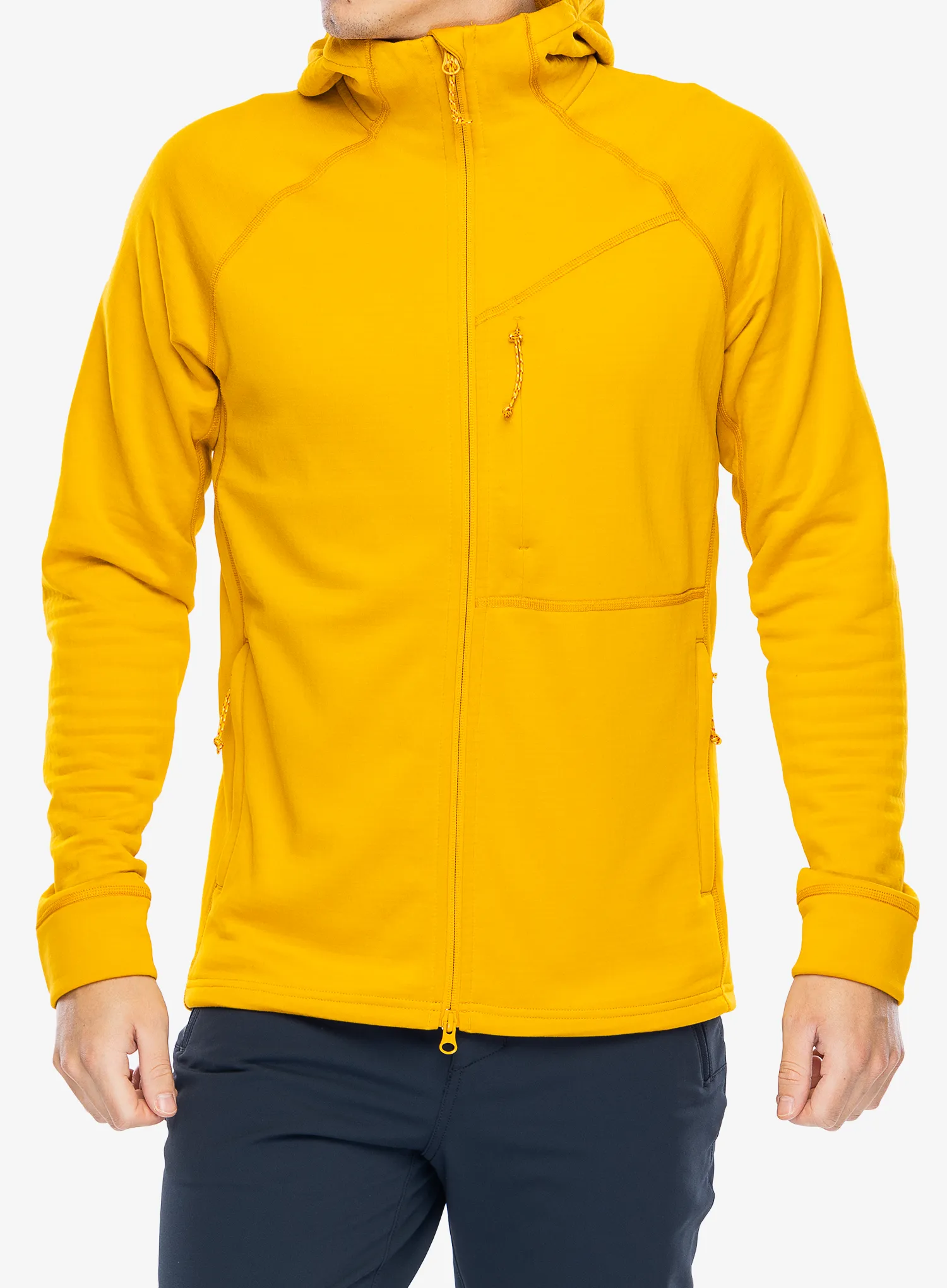 Jakna od flisa Fjallraven Abisko Grid Fleece Hoodie - mustard yellow