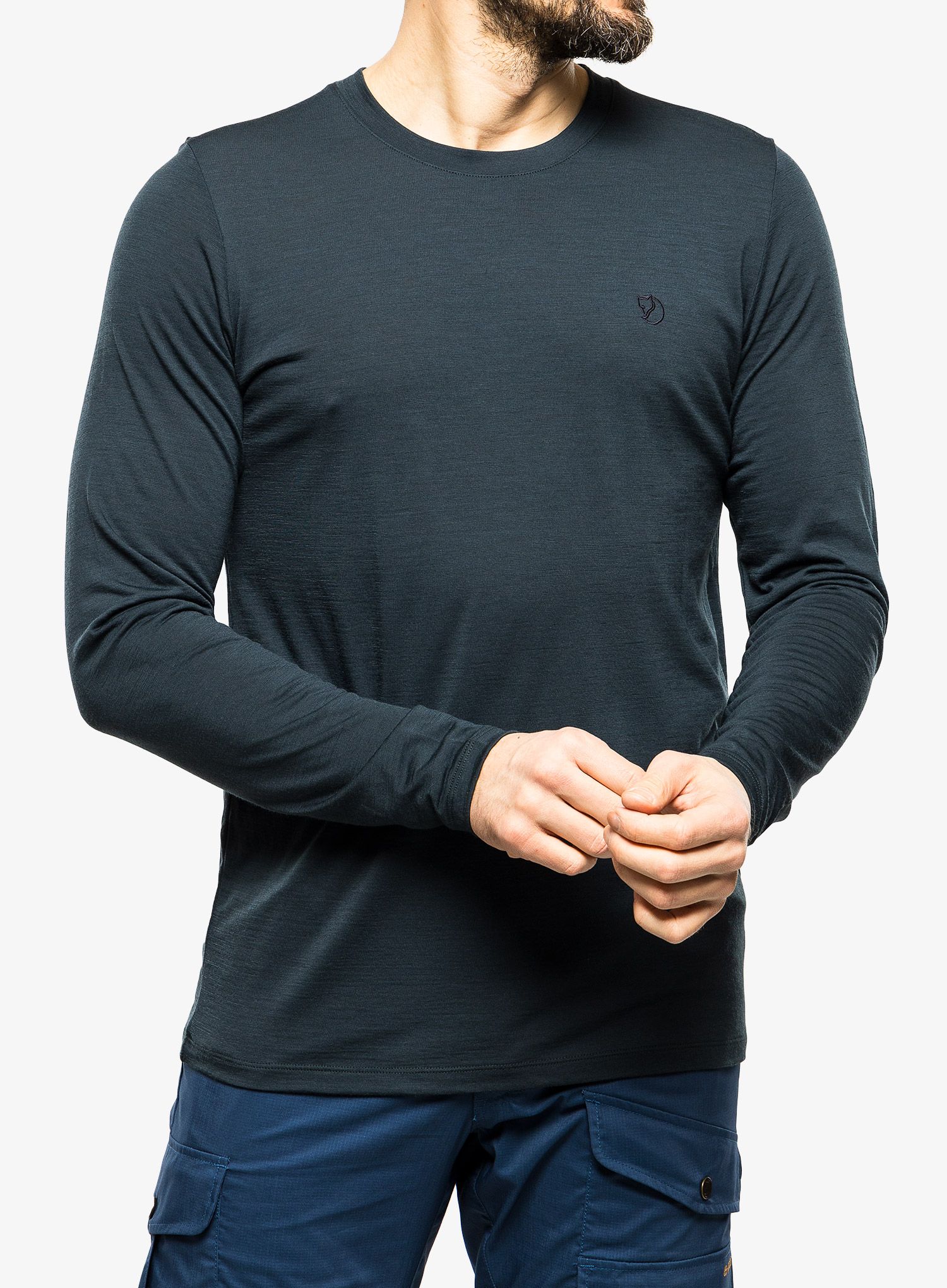Dukserica Fjallraven Abisko Wool LS - dark navy