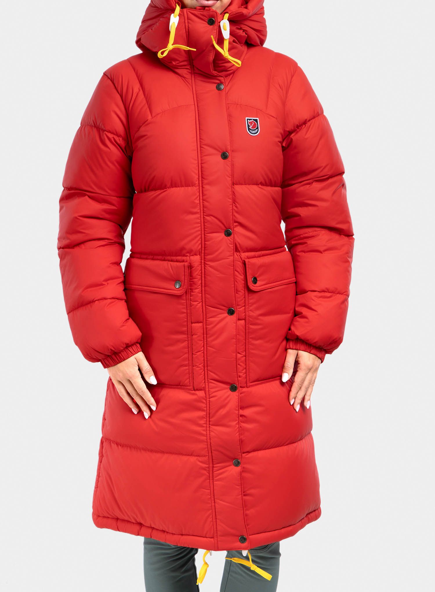 Ženski kaput Fjallraven Expedition Long Down Parka - true red
