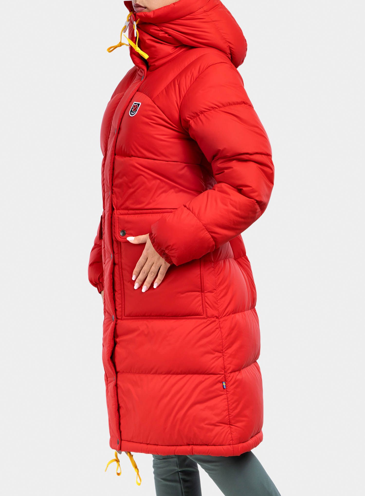 Ženski kaput Fjallraven Expedition Long Down Parka - true red