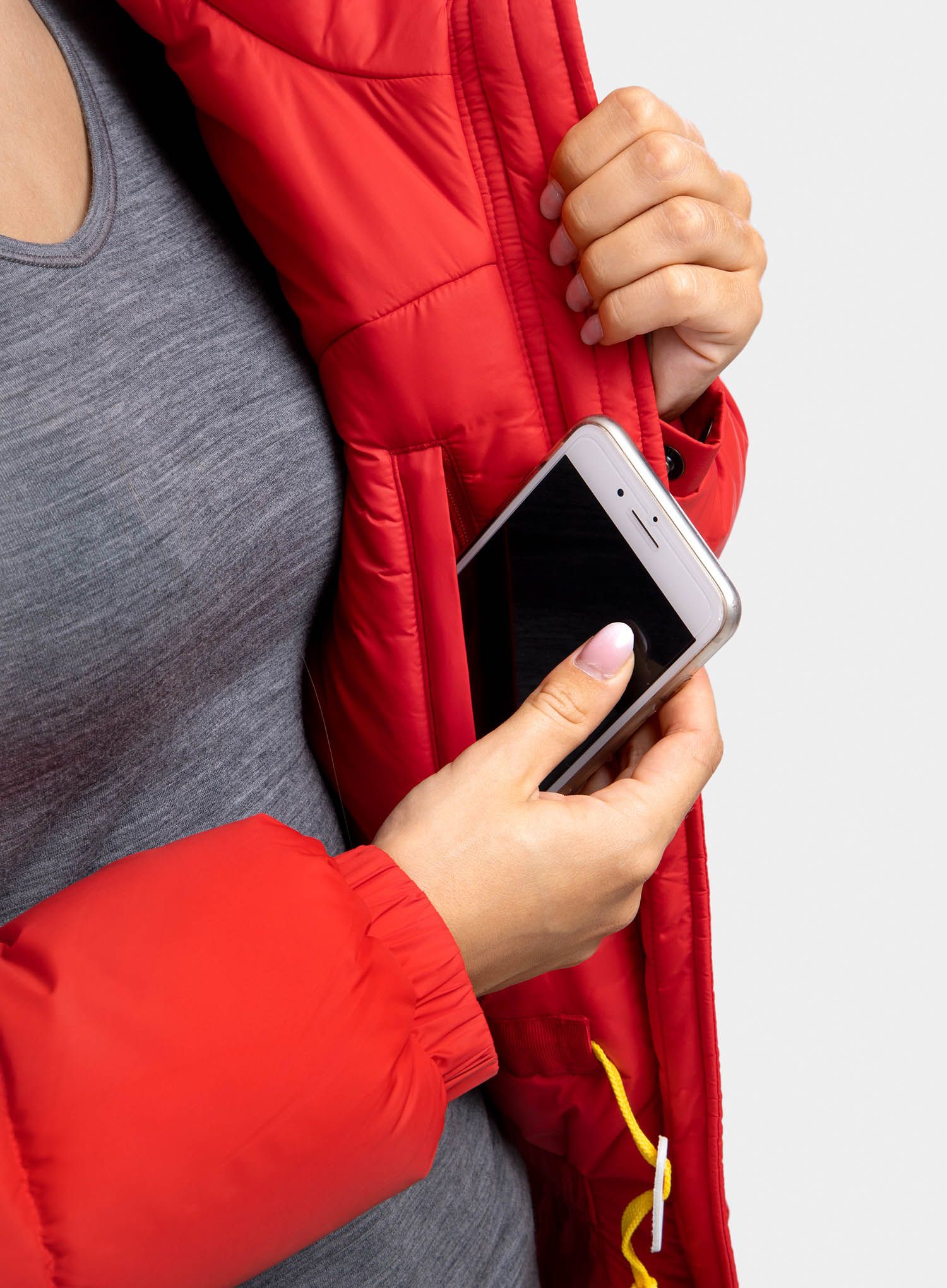 Ženski kaput Fjallraven Expedition Long Down Parka - true red