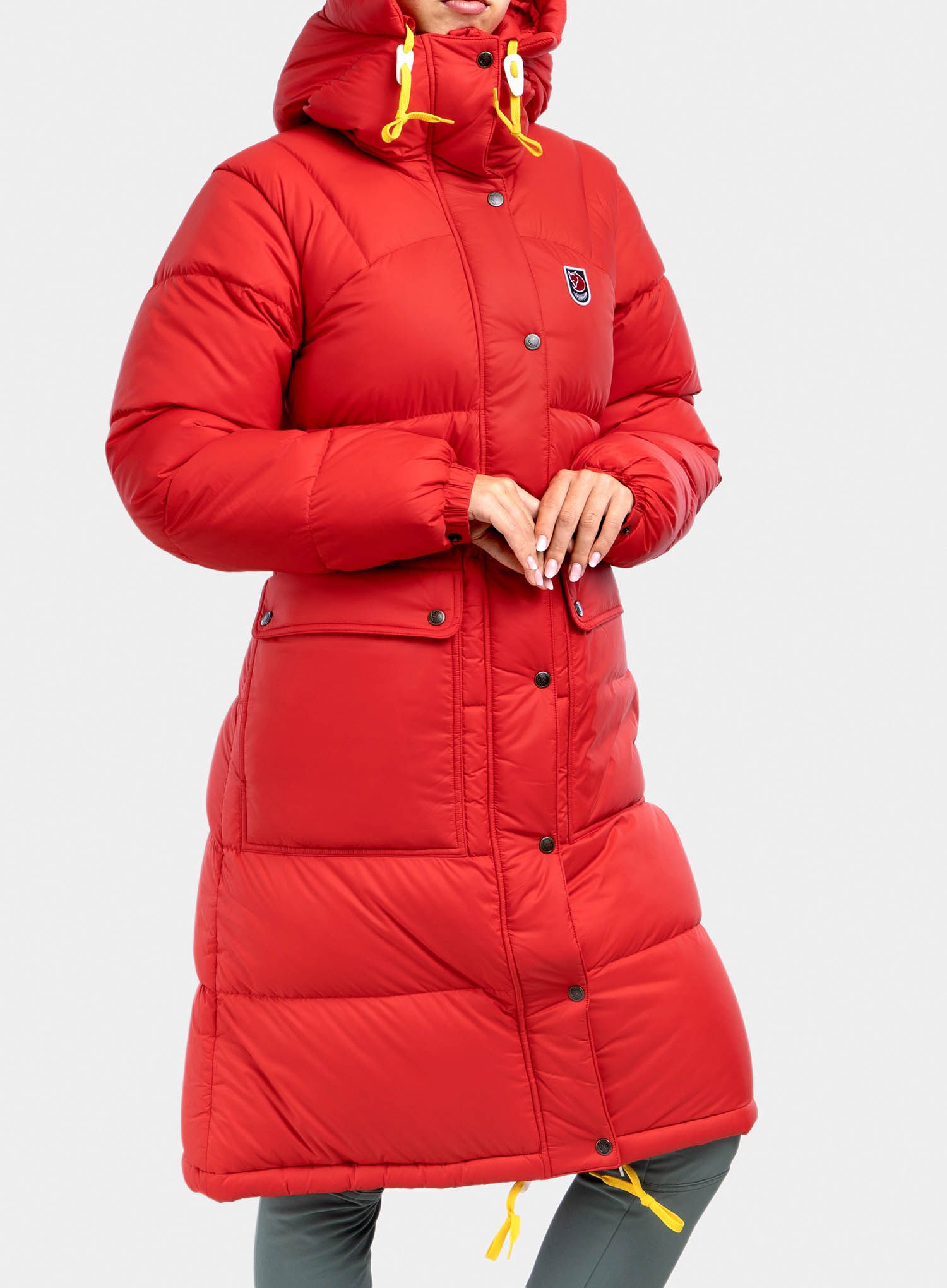 Ženski kaput Fjallraven Expedition Long Down Parka - true red