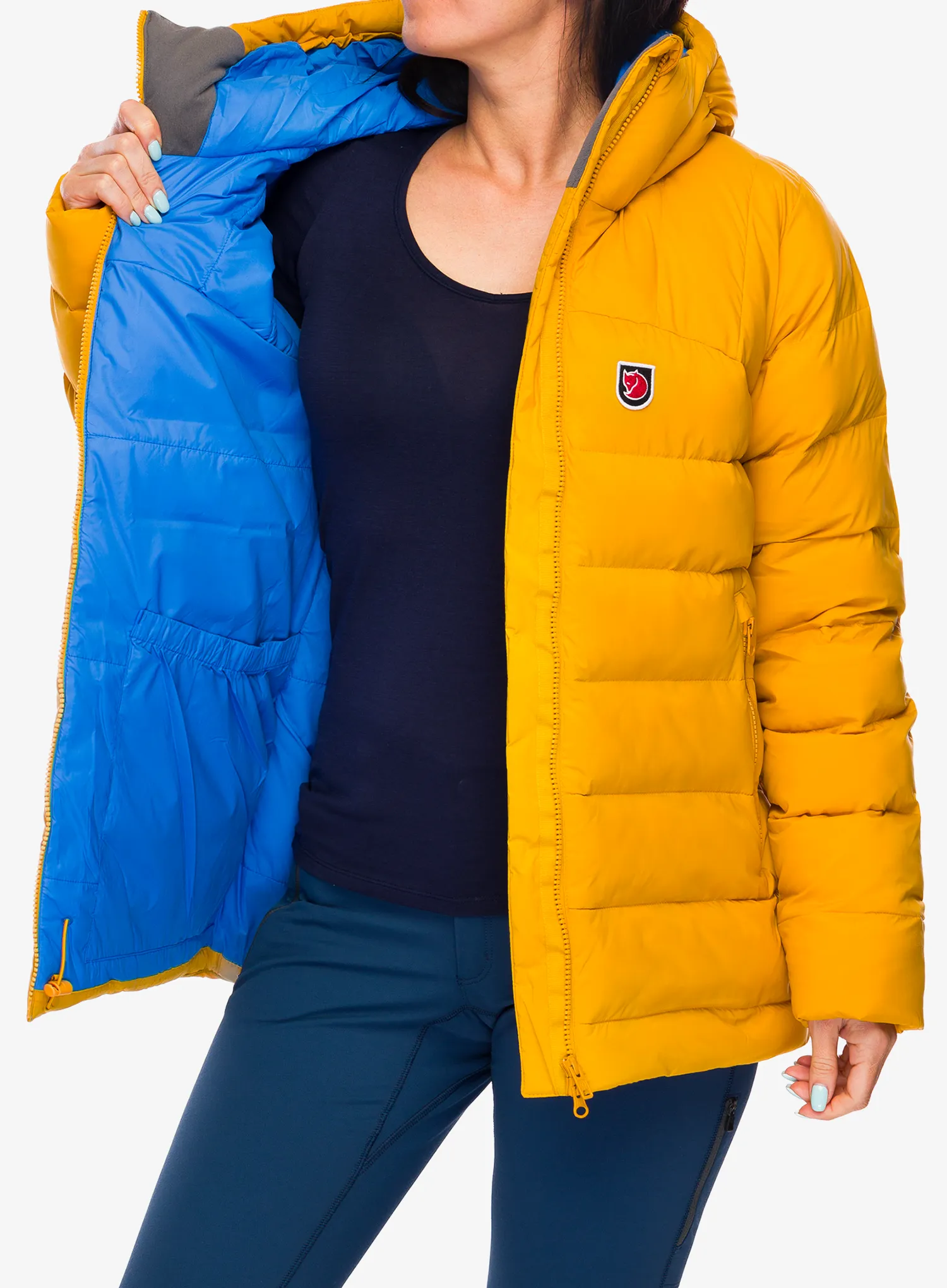 Jakna s postavom ženska Fjallraven Expedition Mid Winter Jacket - mustard yellow/un blue