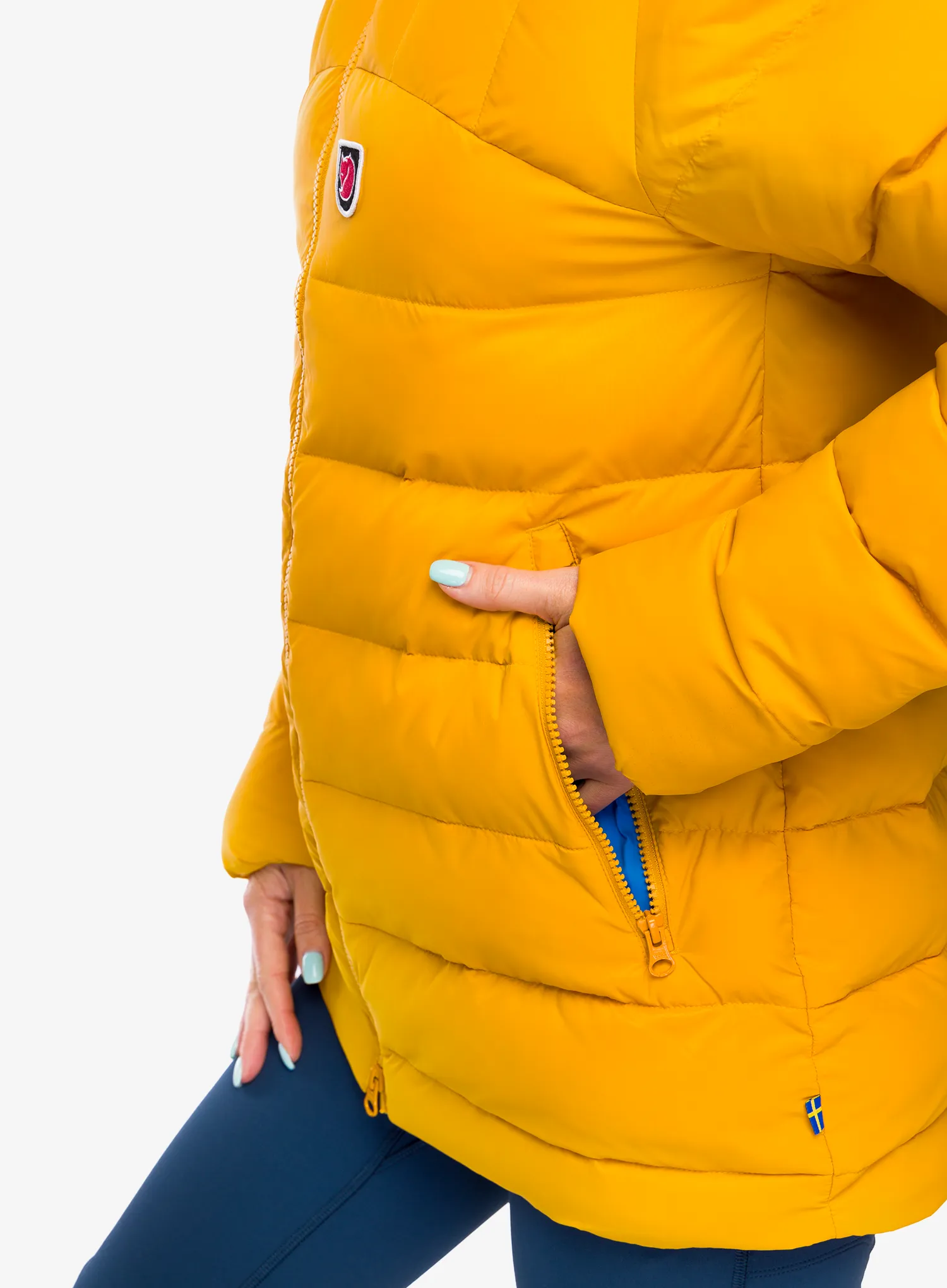Jakna s postavom ženska Fjallraven Expedition Mid Winter Jacket - mustard yellow/un blue