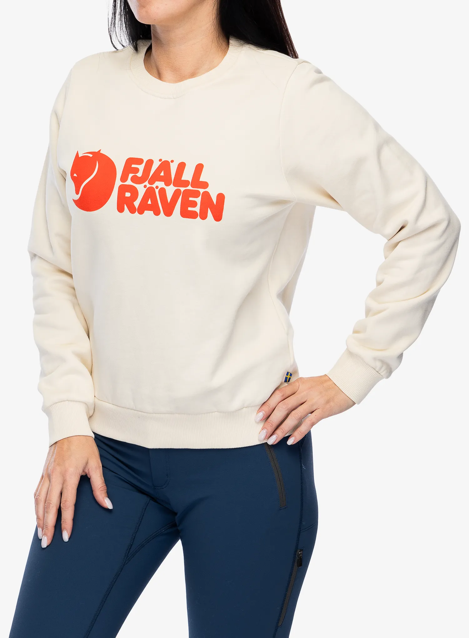 Ženska dukserica Fjallraven Logo Sweater - chalk white/flame orange