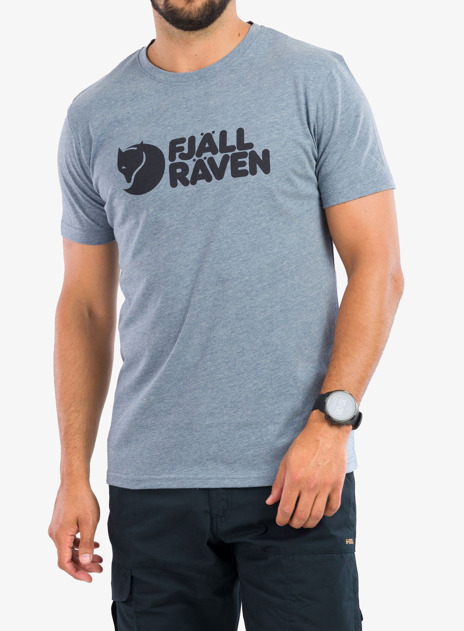 Majica Fjallraven Logo T-shirt - uncle blue/melange