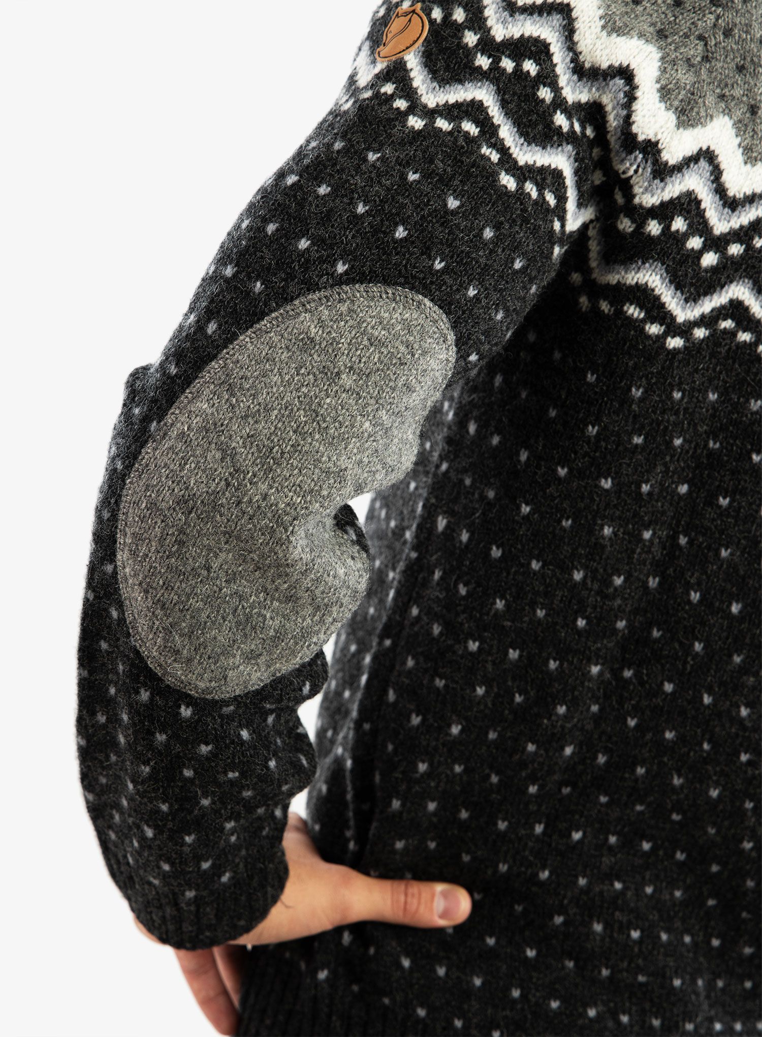 Džemper Fjallraven Ovik Knit Sweater - dark grey/grey