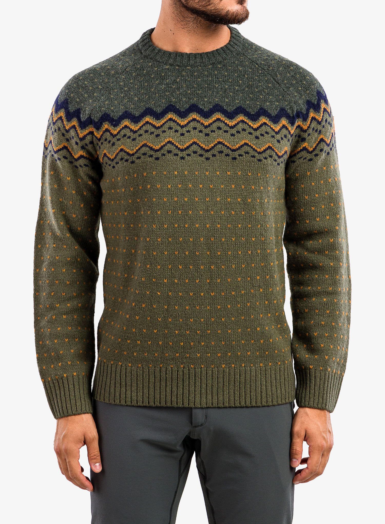 Džemper Fjallraven Ovik Knit Sweater - laurel green/deep forest