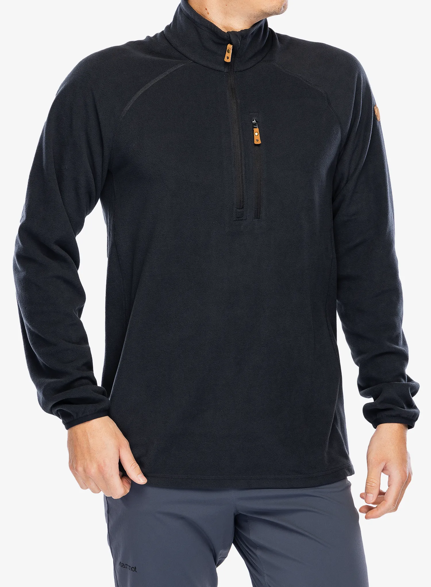 Dukserica od flisa Fjallraven Ovik Lite Fleece Half Zip - black
