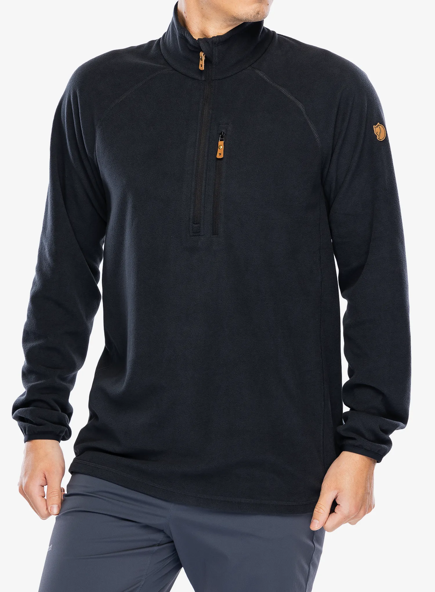 Dukserica od flisa Fjallraven Ovik Lite Fleece Half Zip - black