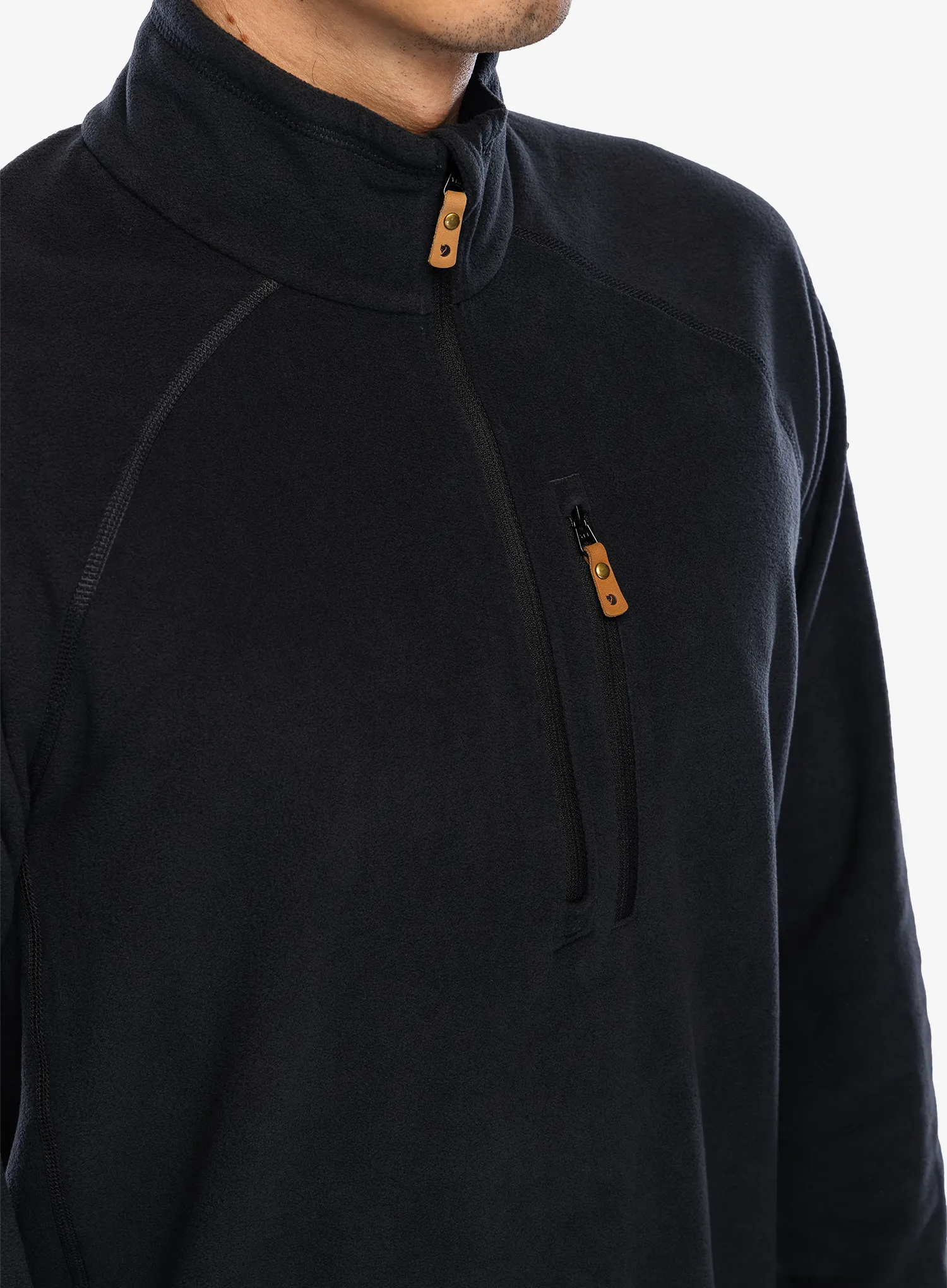 Dukserica od flisa Fjallraven Ovik Lite Fleece Half Zip - black