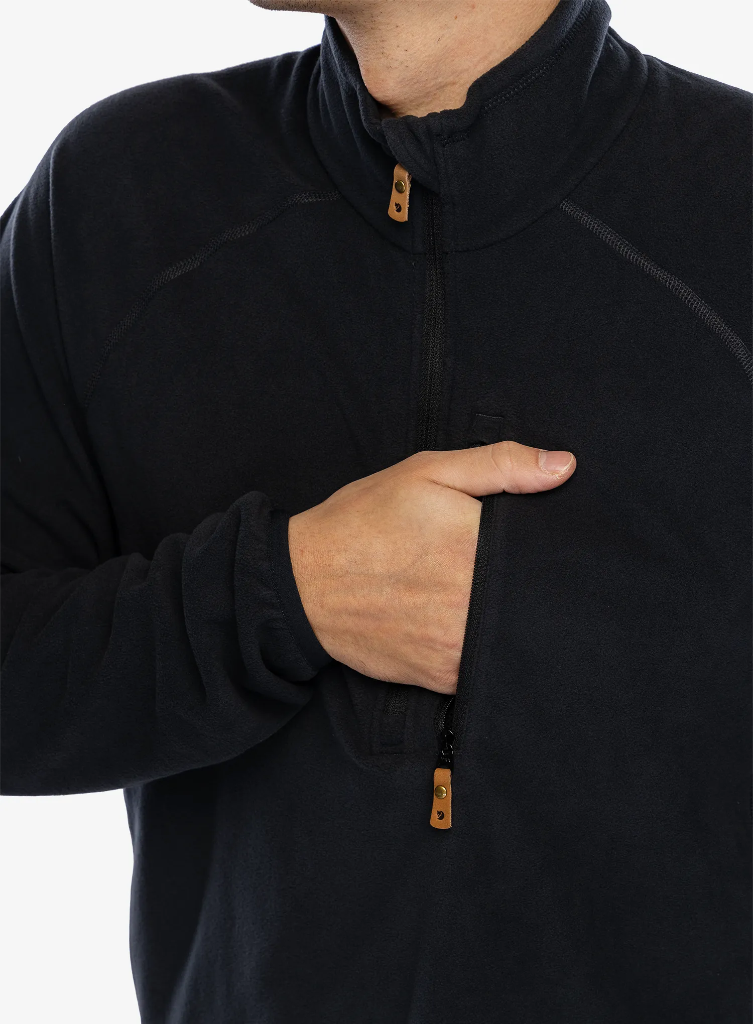Dukserica od flisa Fjallraven Ovik Lite Fleece Half Zip - black