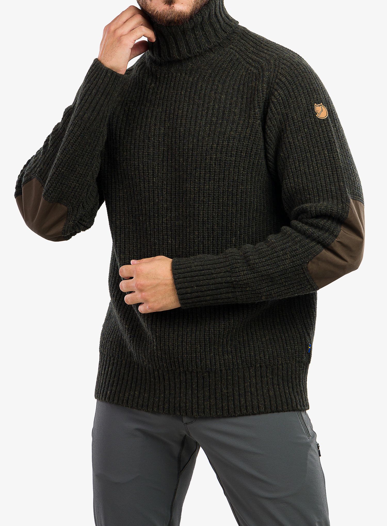 Džemper Fjallraven Övik Roller Neck Sweater - dark olive