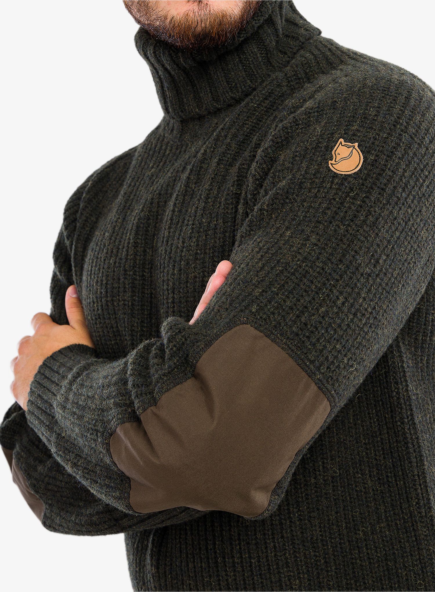 Džemper Fjallraven Övik Roller Neck Sweater - dark olive