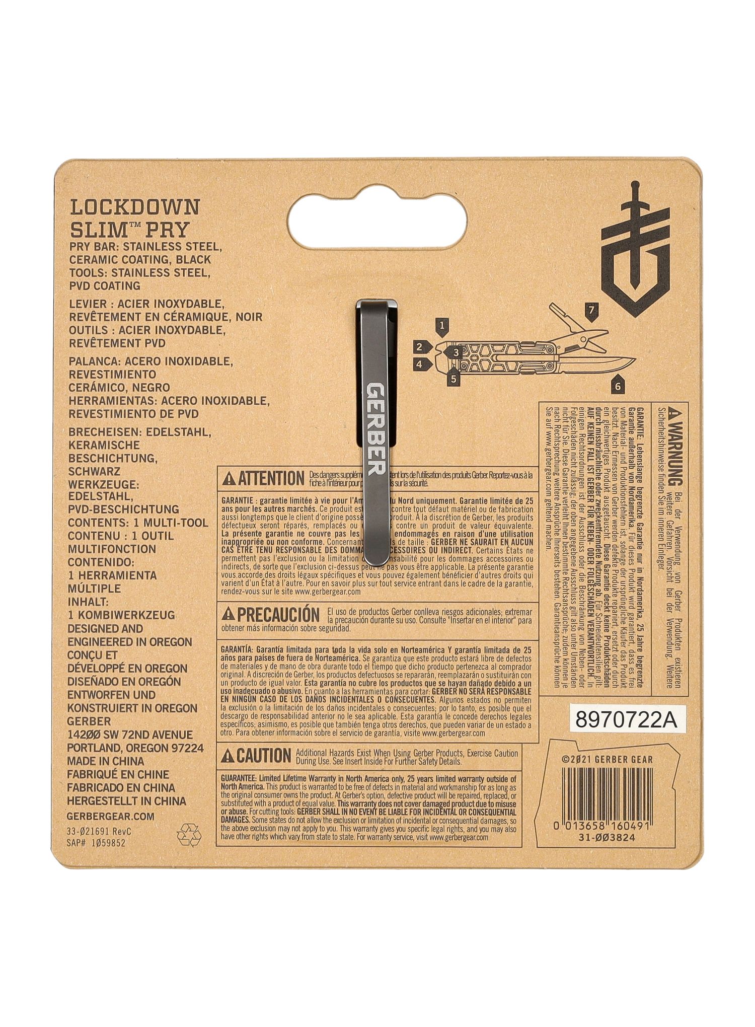 Višenamjenski alat Gerber Lockdown Slim Pry - onyx