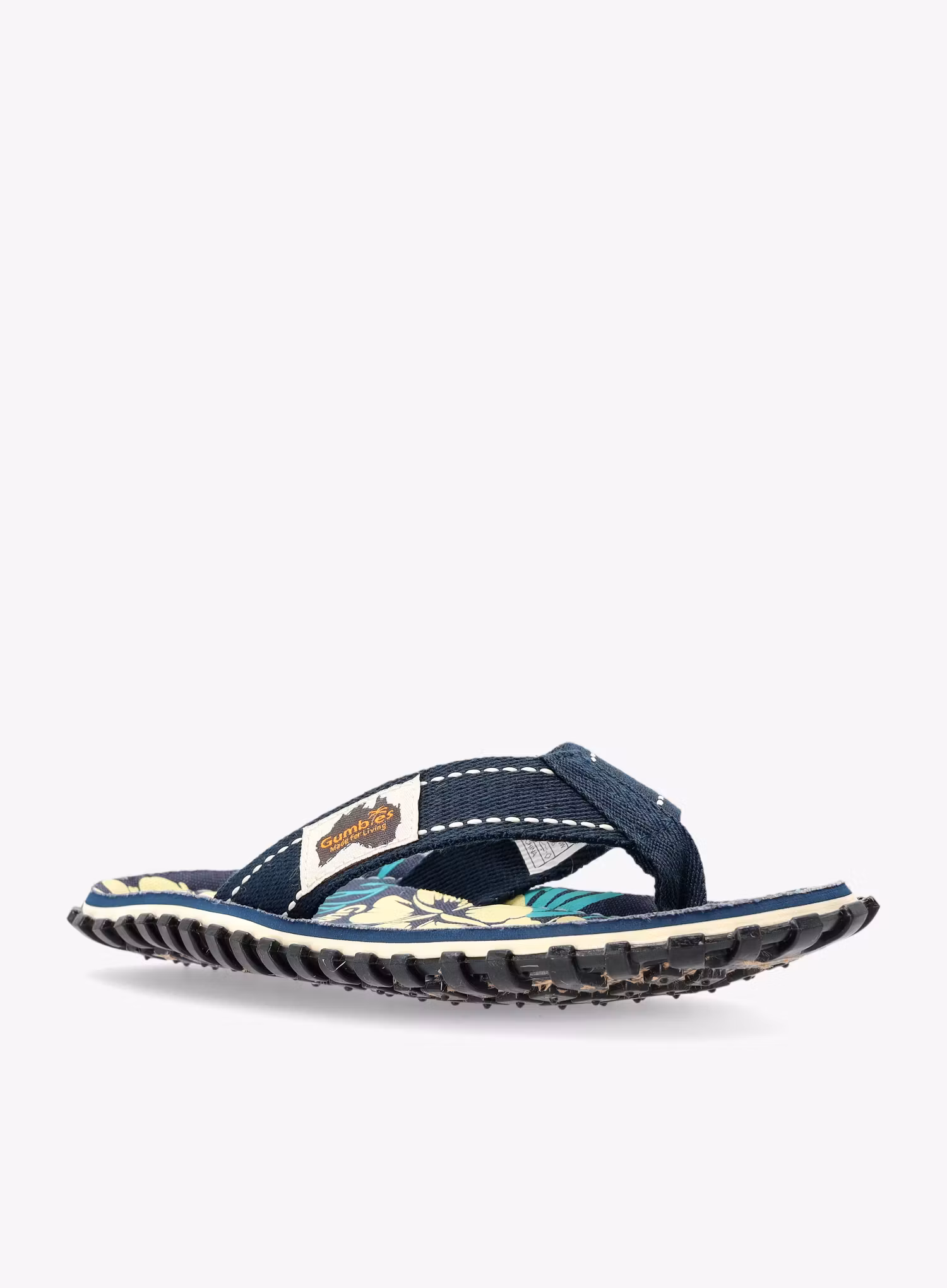 Japanke Gumbies Islander Canvas Flip-Flops - blue hibiscus